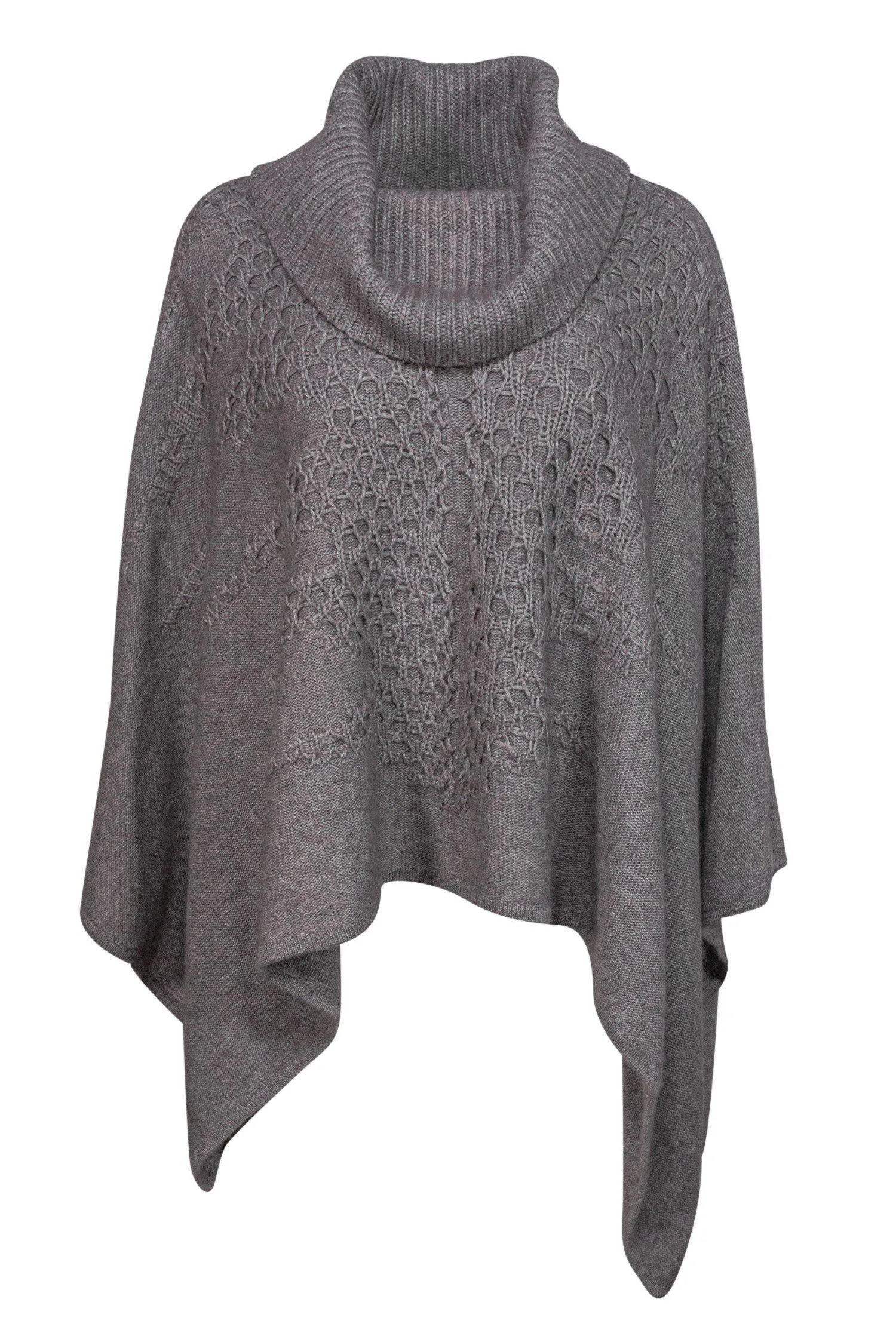 360 Cashmere - Taupe Turtleneck Knit Poncho Sz S