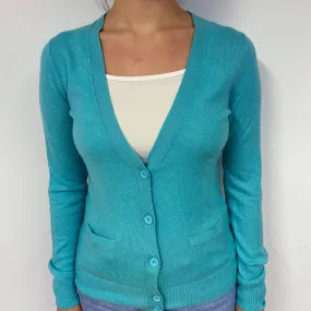 Aquamarine Blue Cashmere V-Neck Cardigan Small