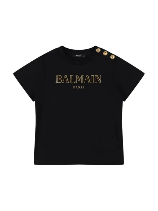 Balmain   Logo printed cotton jersey t-shirt 