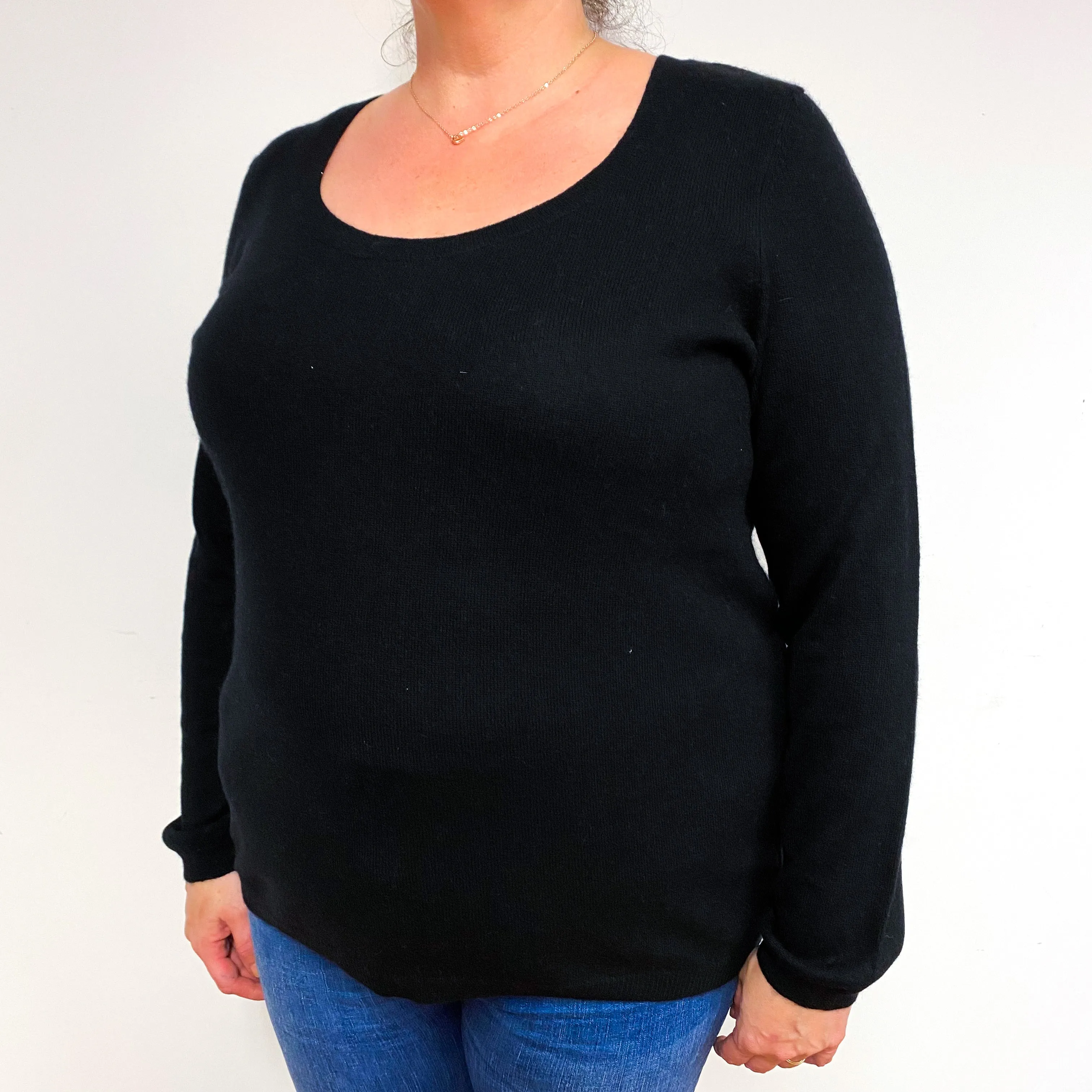 Black Cashmere Scoop Neck Jumper Extra Large