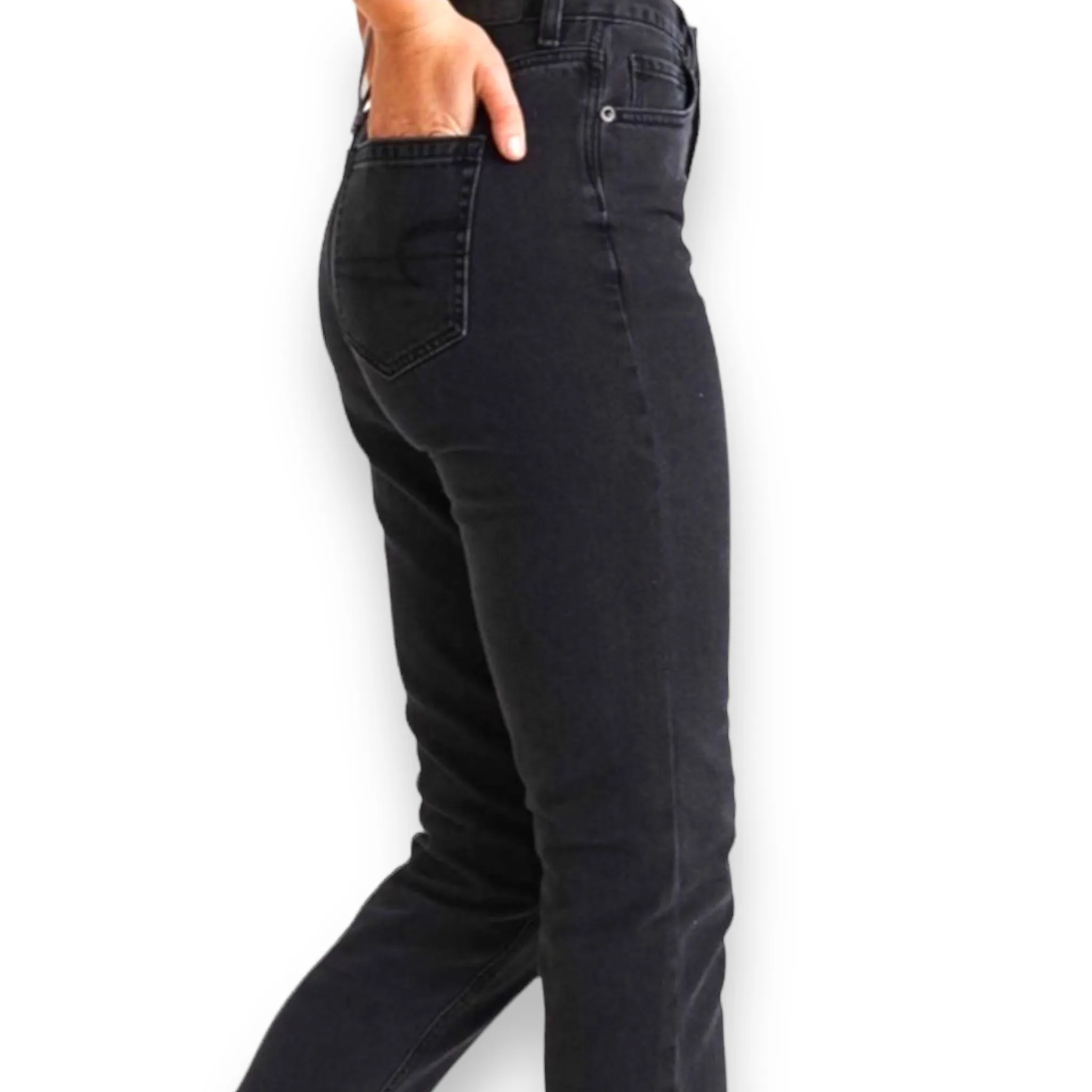 Black High Rise Straight Leg Jeans