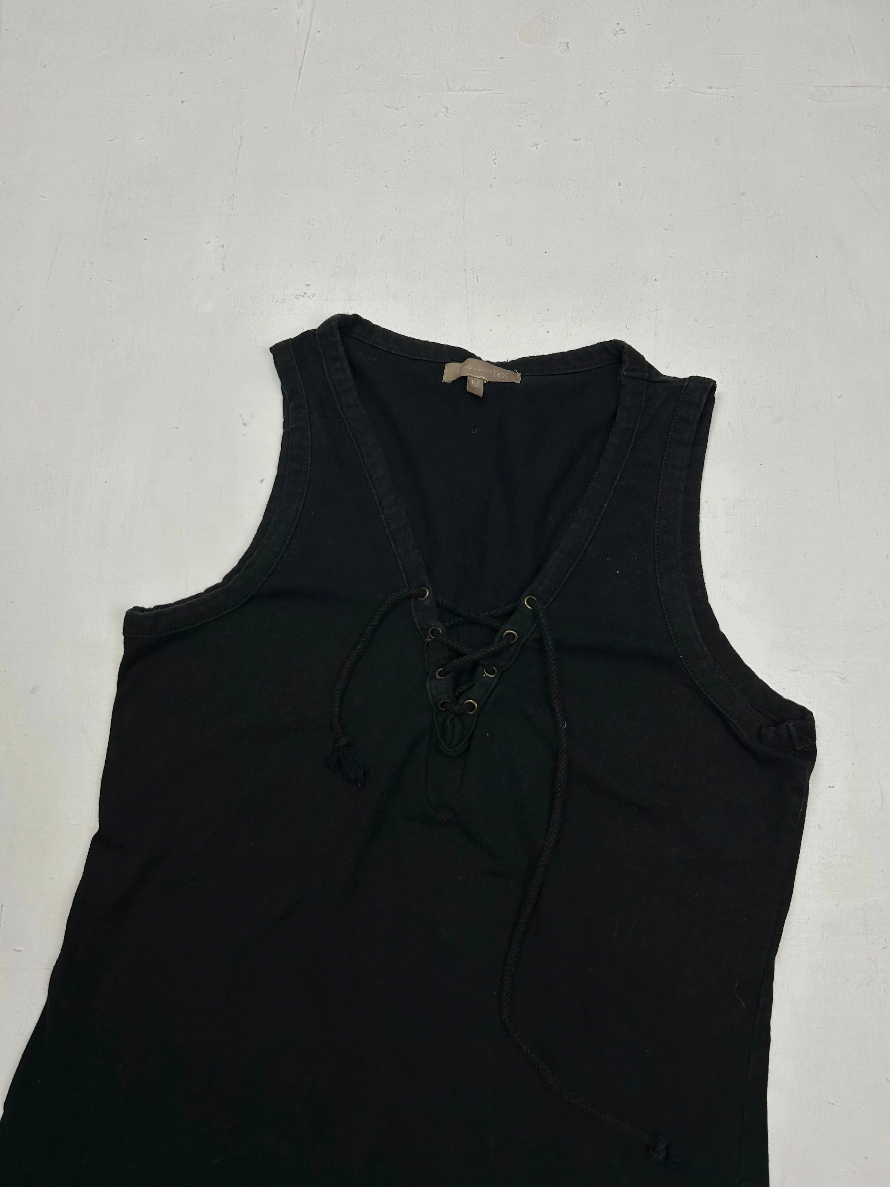 Black lace up tank top (M)