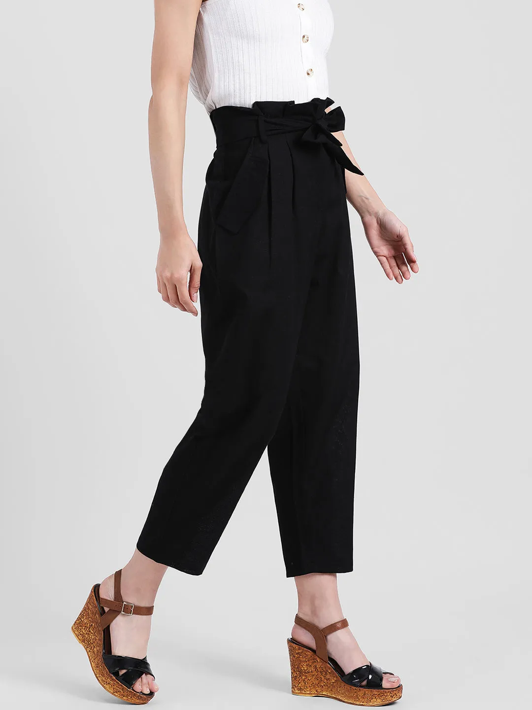 Black Solid Culottes