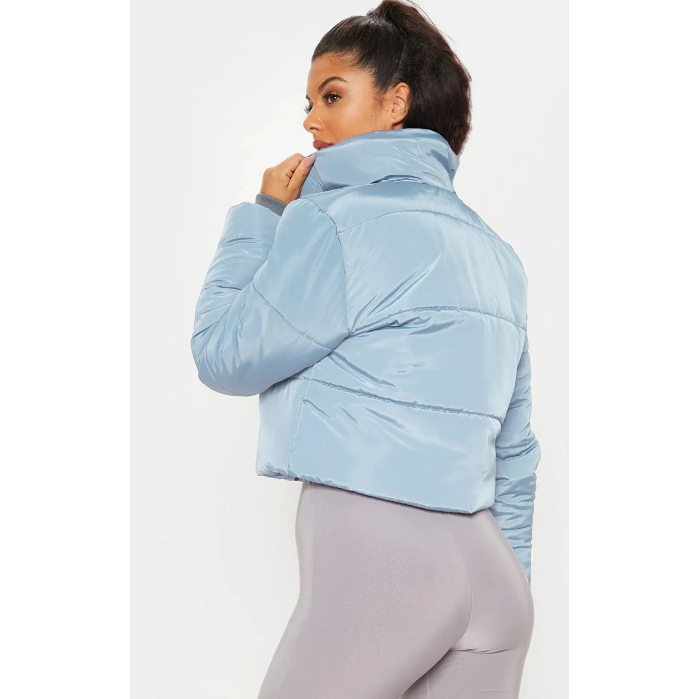 Blue Cropped Puffer Jacket