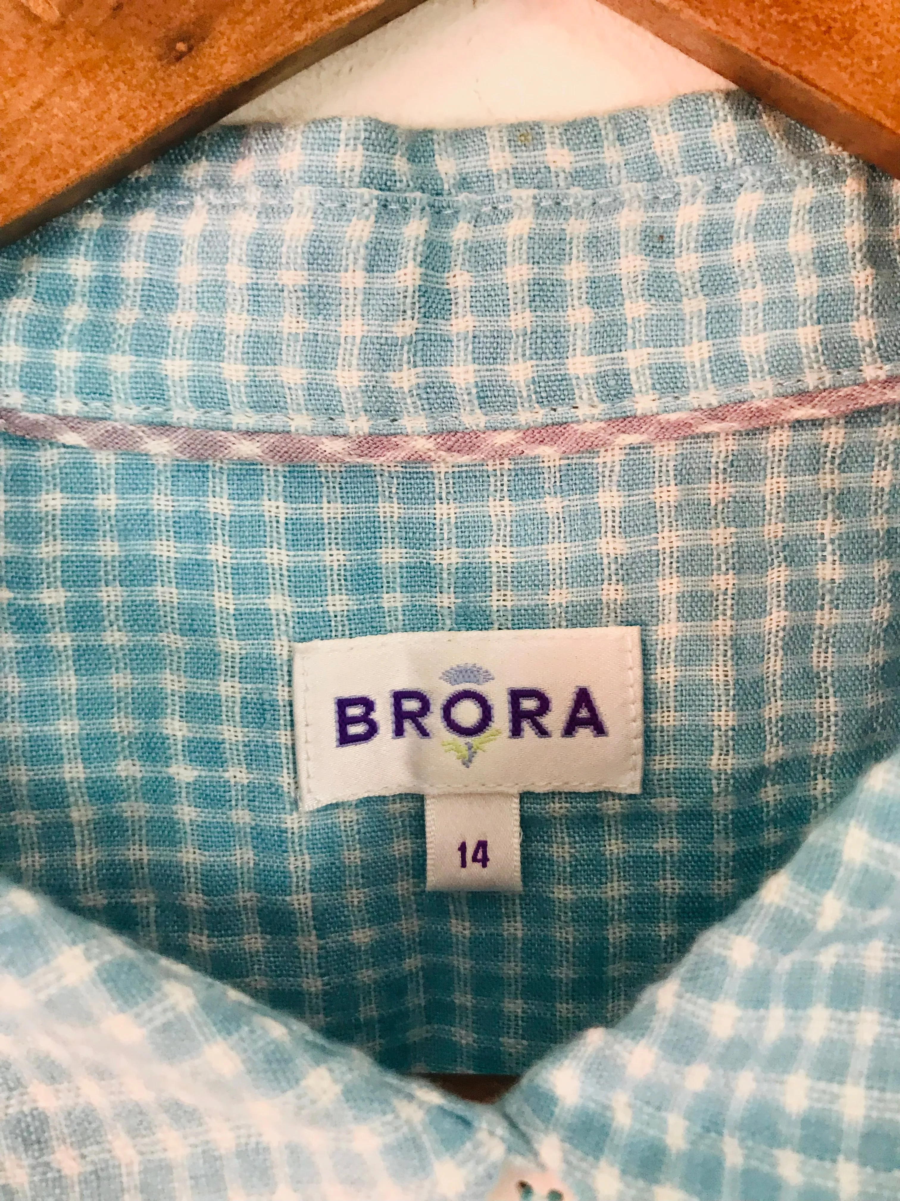 Brora Women's Check Midi Shirt Dress | UK14 | Blue