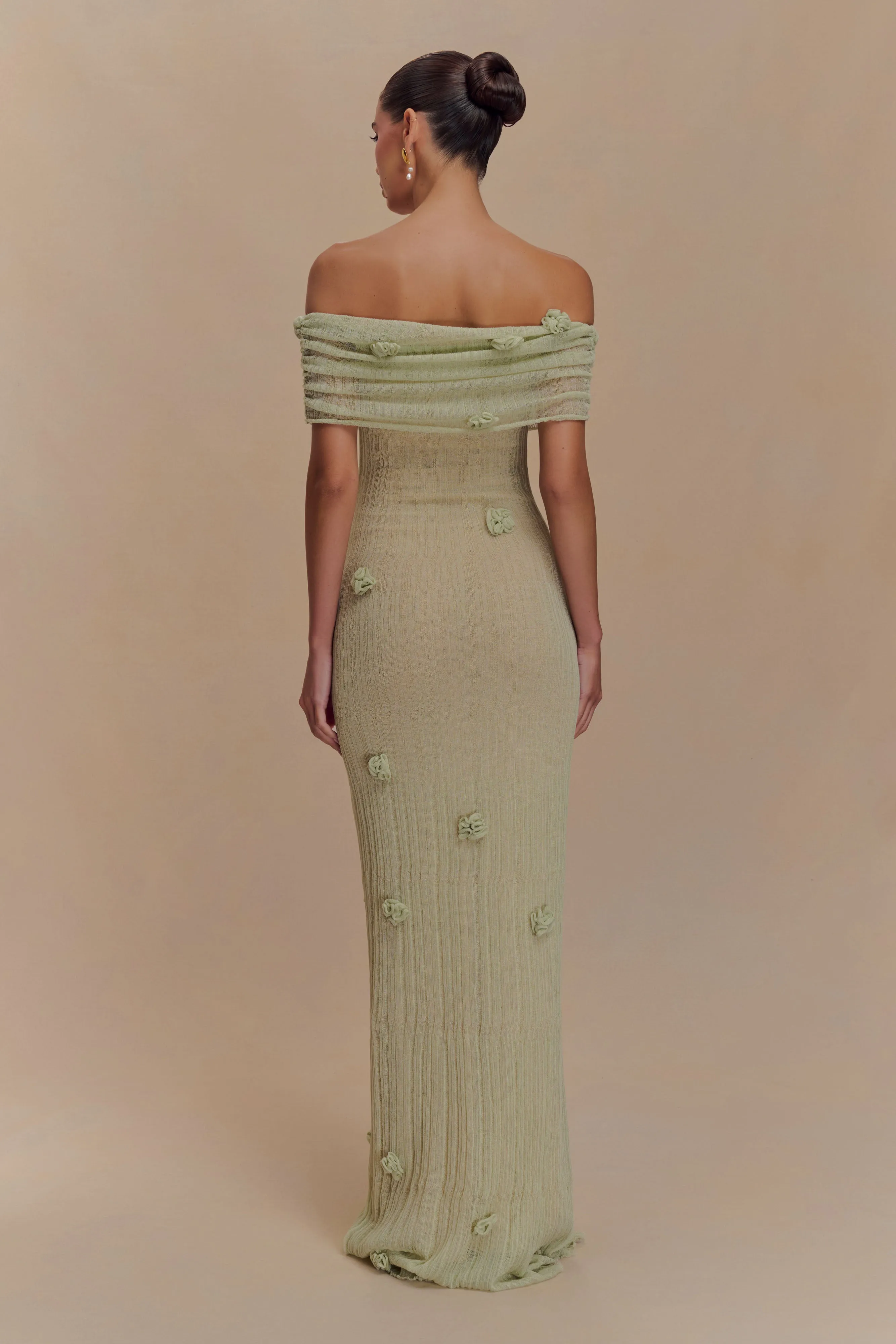 Brynn Orchid Knit Maxi Dress - Pastel Green