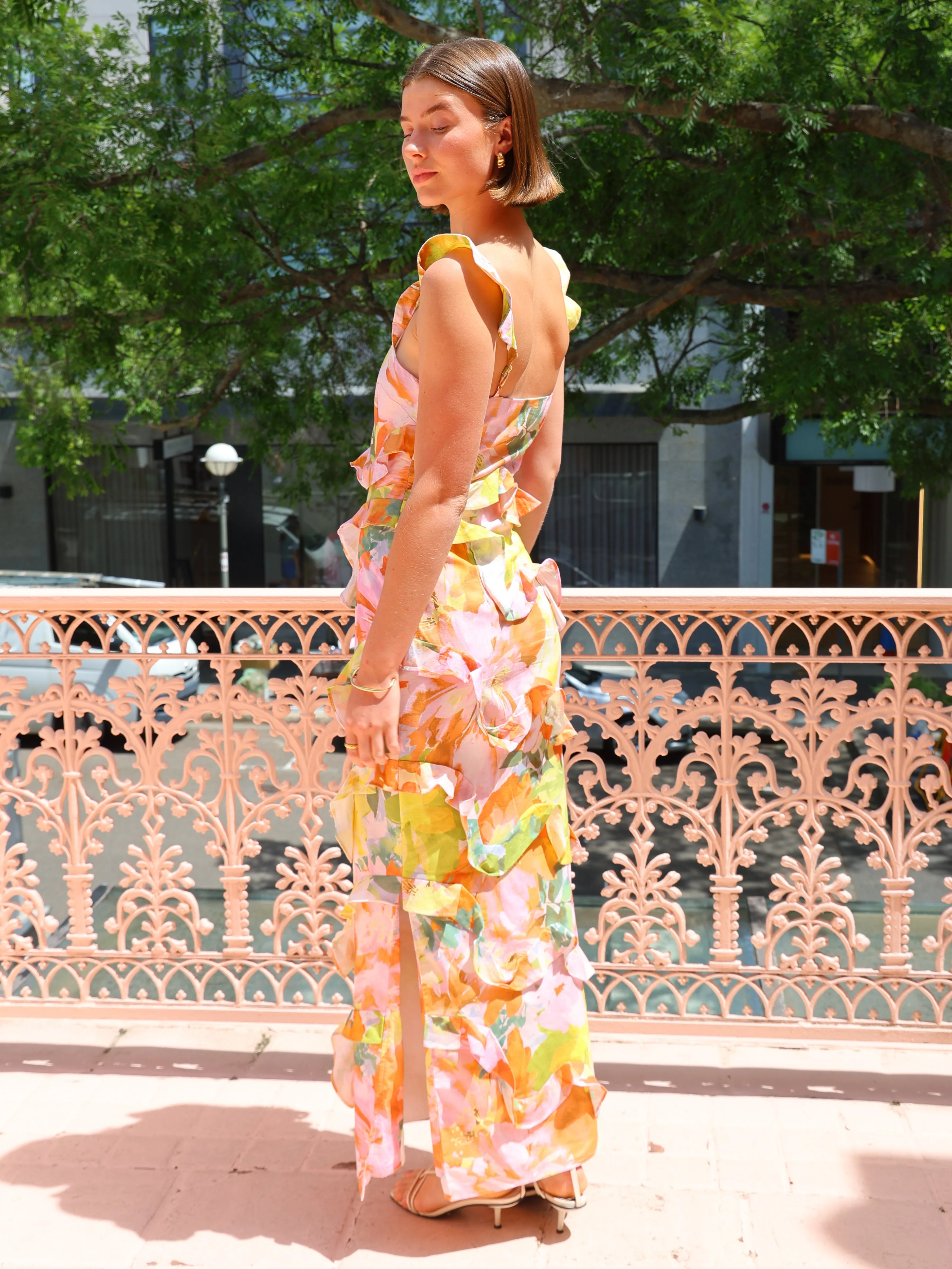 By Nicola Emiliano Frill Maxi Dress in Floral Confetti