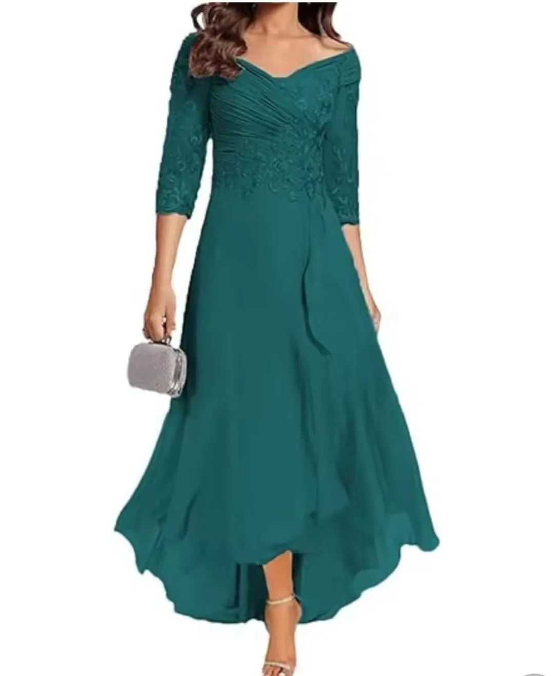 Chiffo V-Neck Mother of the Bride Dress