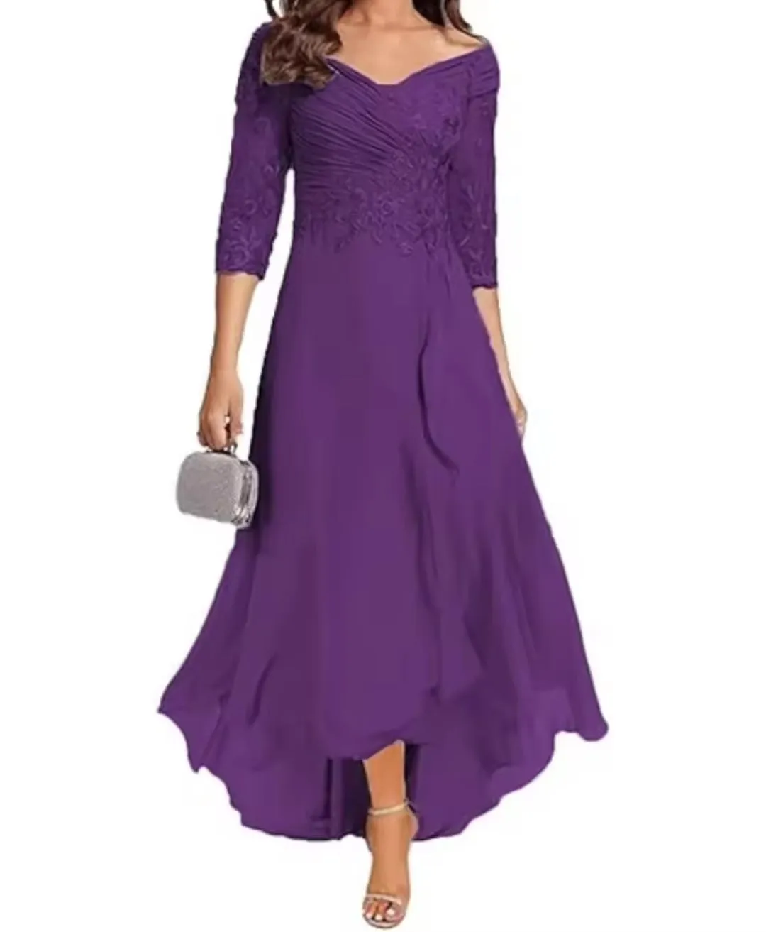 Chiffo V-Neck Mother of the Bride Dress