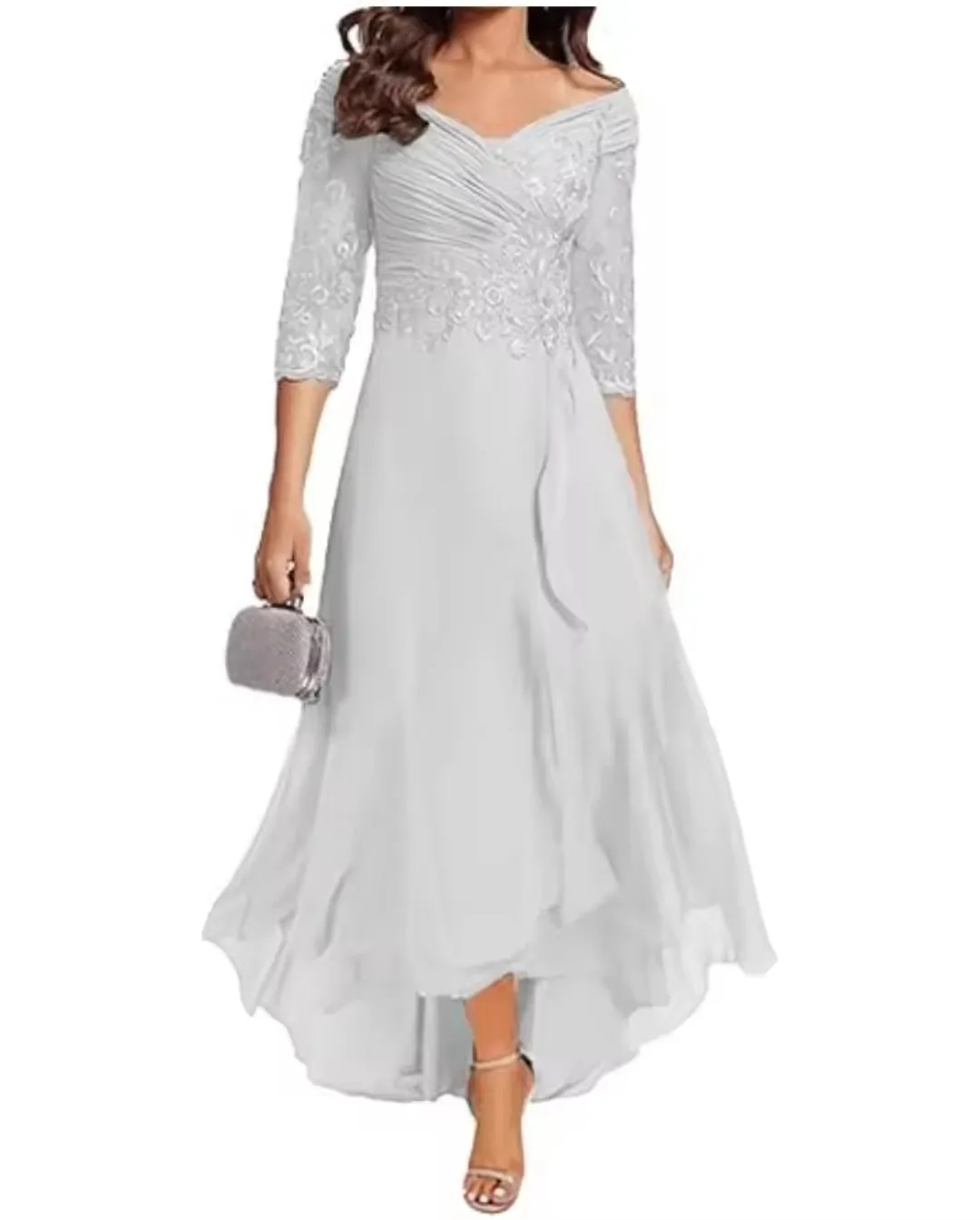 Chiffo V-Neck Mother of the Bride Dress