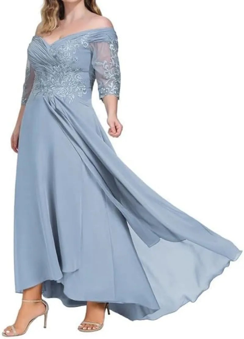 Chiffo V-Neck Mother of the Bride Dress