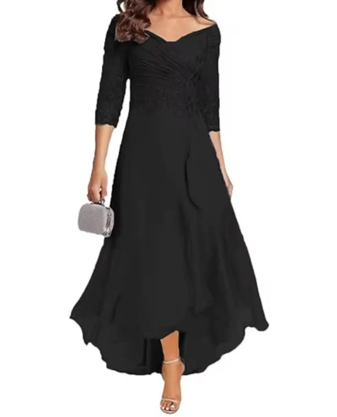 Chiffo V-Neck Mother of the Bride Dress