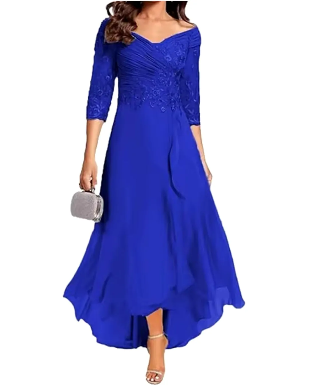 Chiffo V-Neck Mother of the Bride Dress