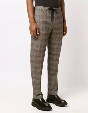 CIRCOLO 1901 - Fondente Brown Checked Stretch Cotton Jogging Trouser CN3254