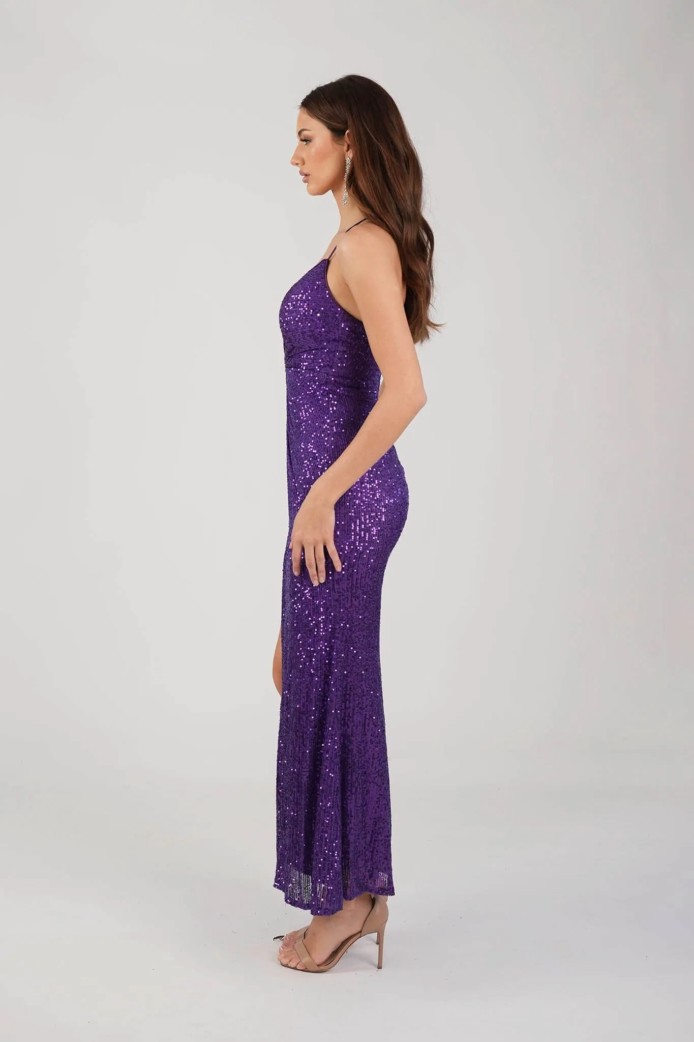 Clarice Sequin Maxi Dress - Purple