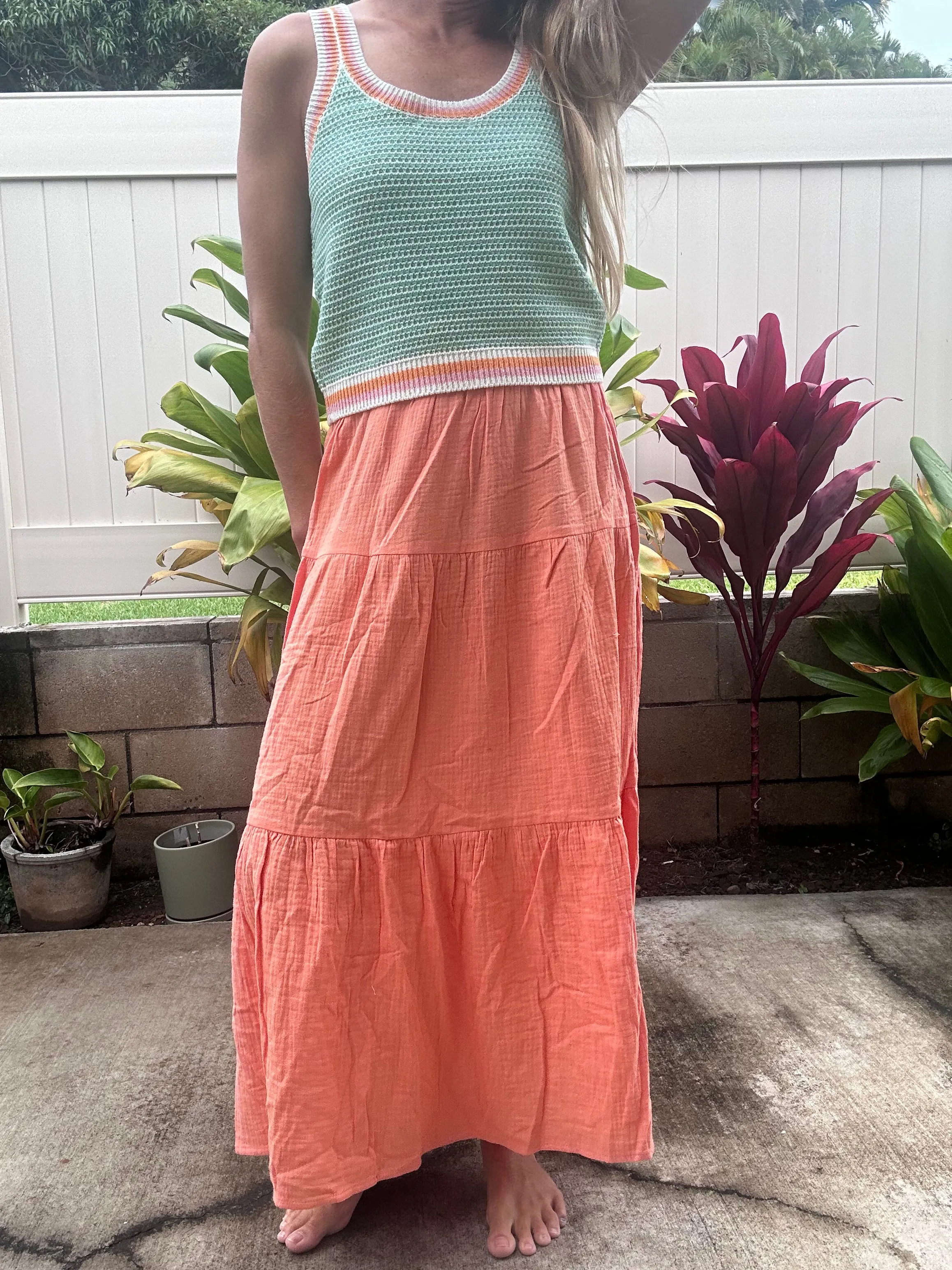 Coconut Grove crinkle gauze maxi skirt