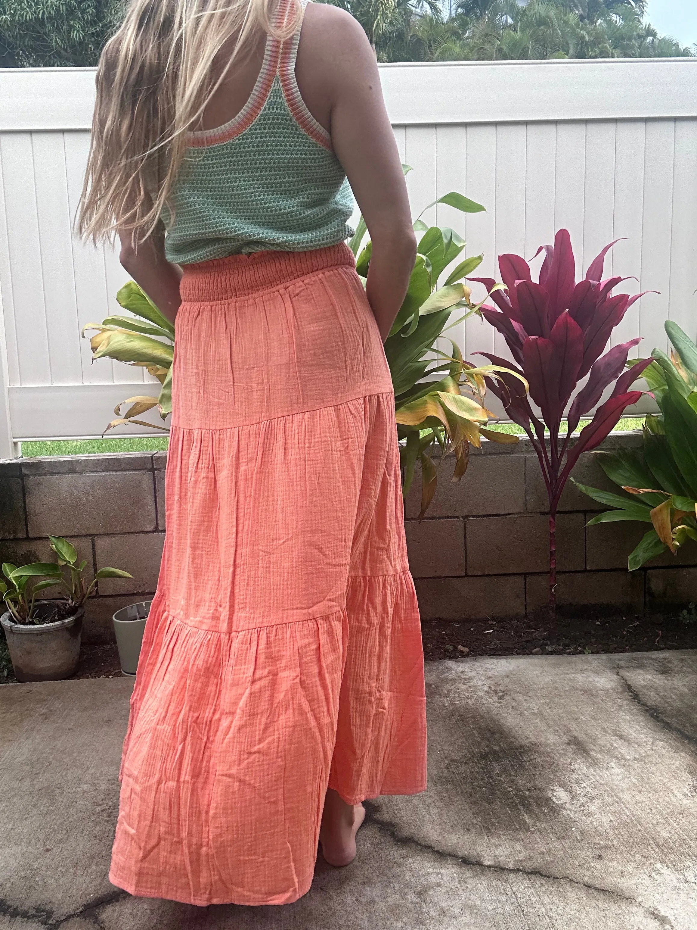 Coconut Grove crinkle gauze maxi skirt