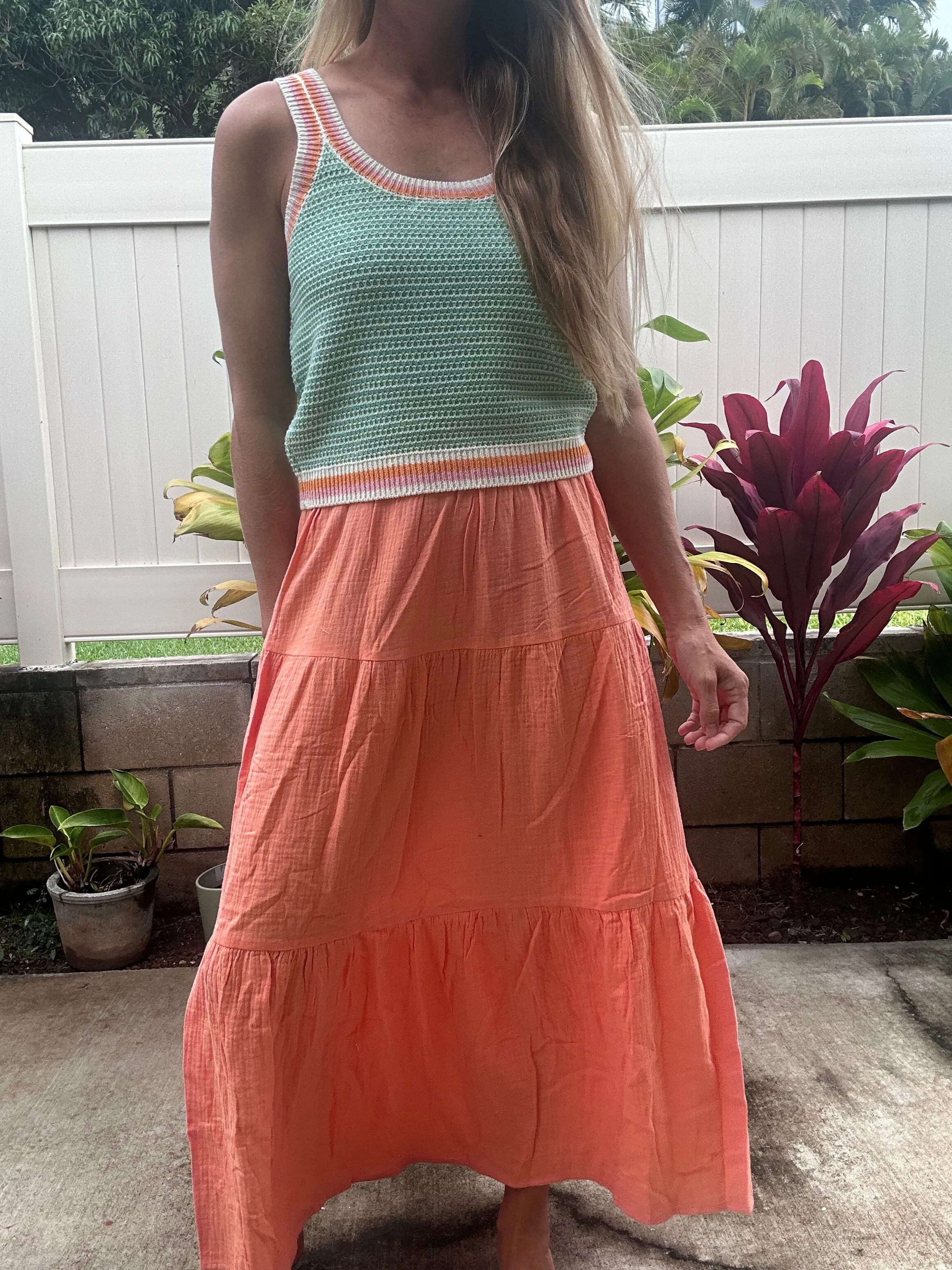 Coconut Grove crinkle gauze maxi skirt