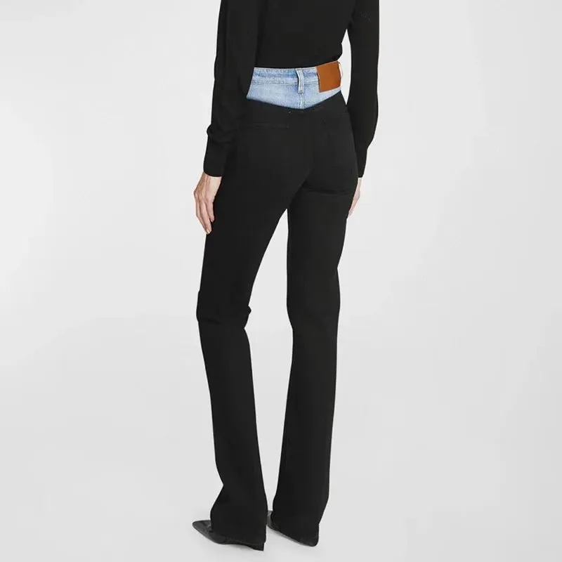 Color Block Denim Pants for Women