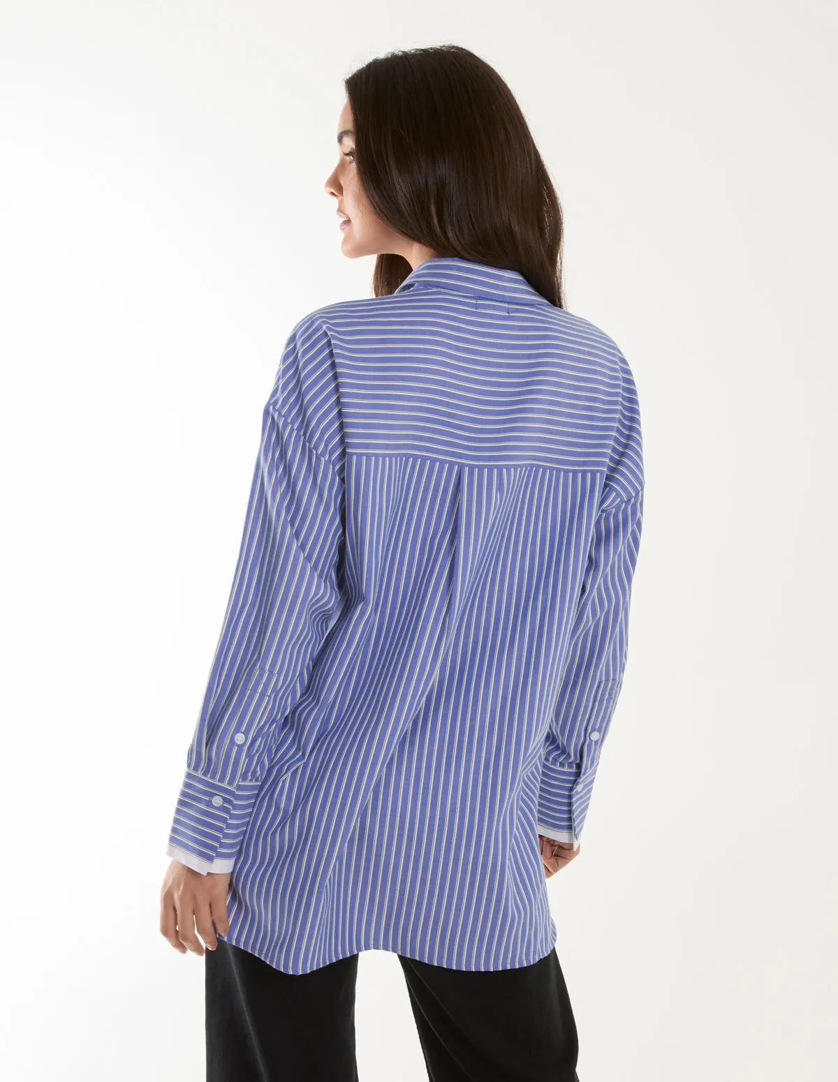 Contrast Cuff Oversized Shirt