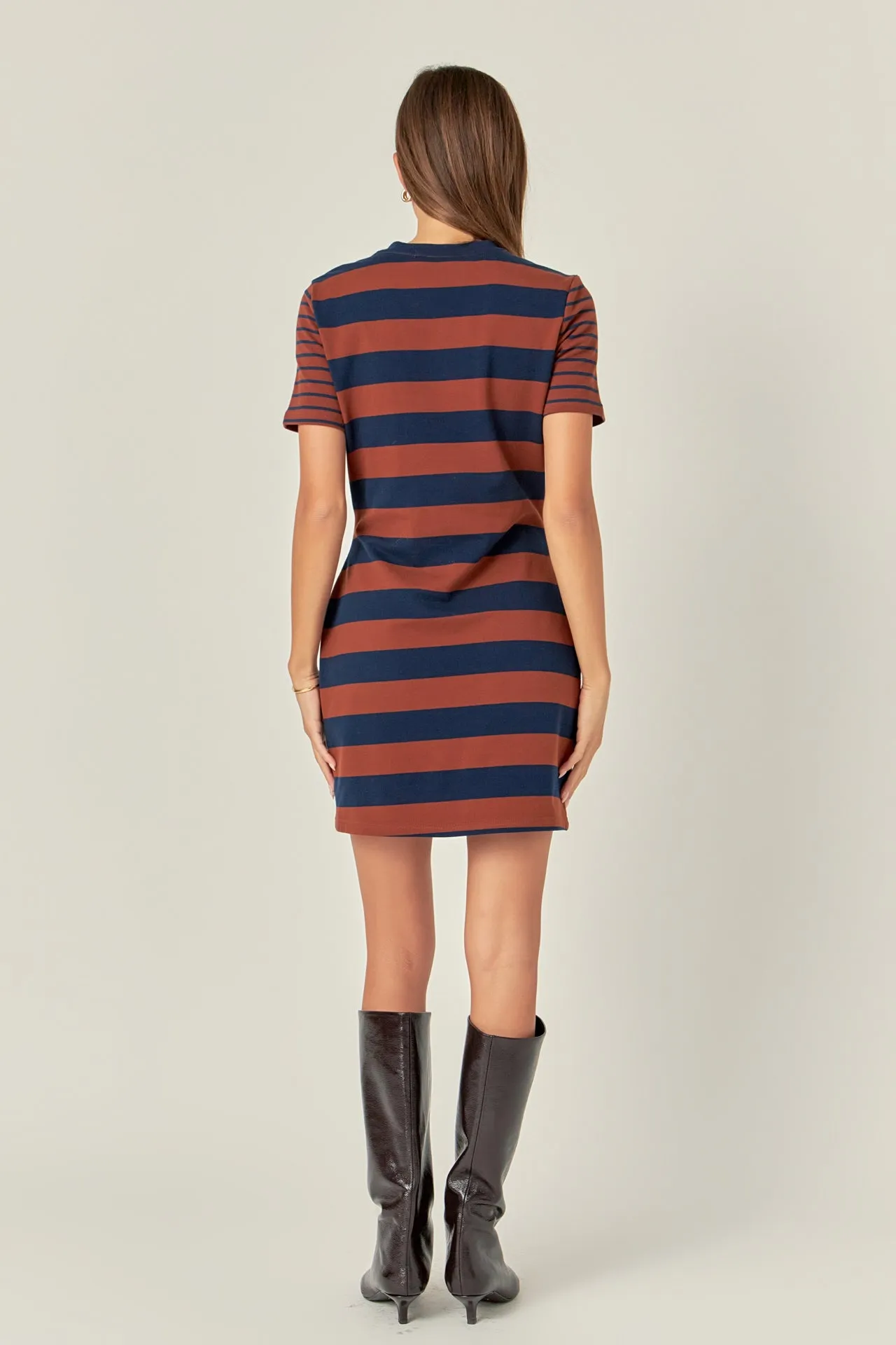 Contrast Stripe Knit Mini Dress - Sale