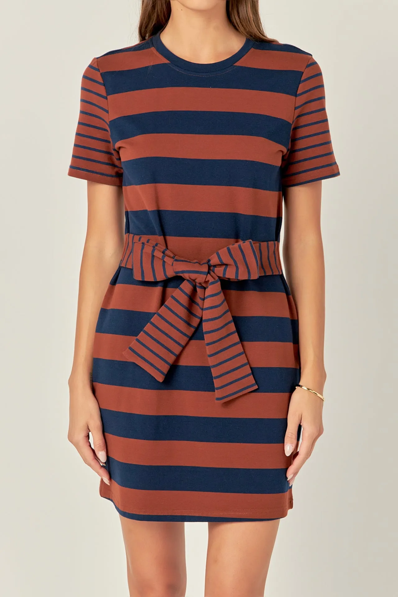 Contrast Stripe Knit Mini Dress - Sale