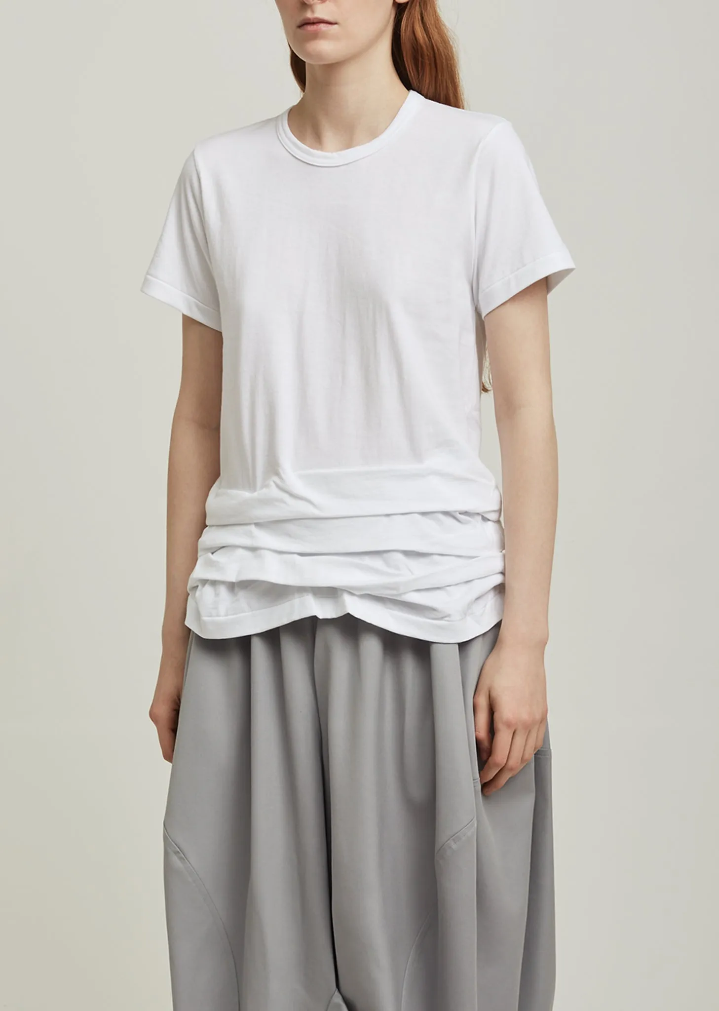 Cotton Jersey Tee Ruffle Hem Tee