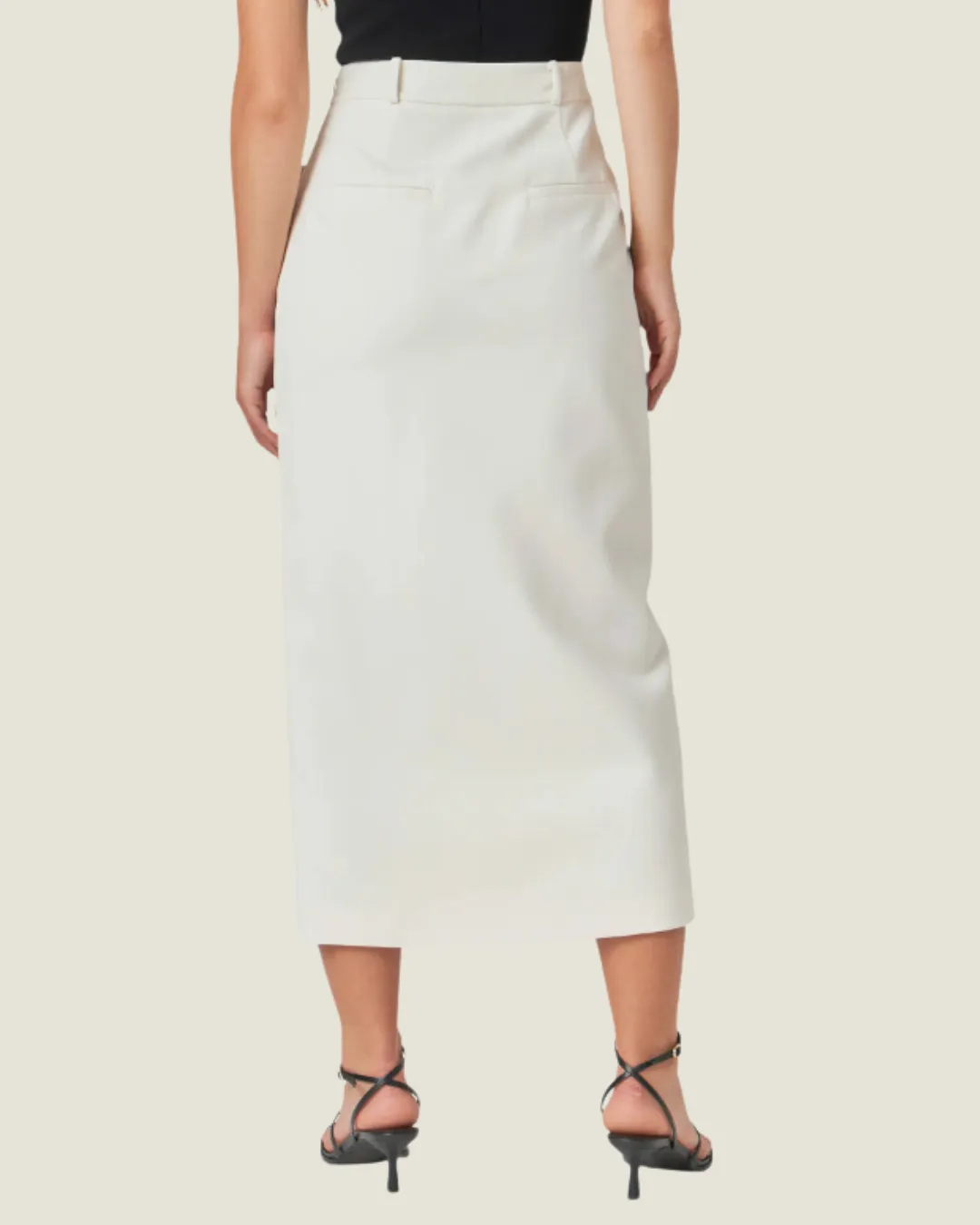 Cream Front Wrapped Pocket Maxi Skirt