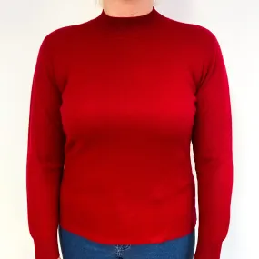 Crimson Red Cashmere Turtle Neck Jumper Large