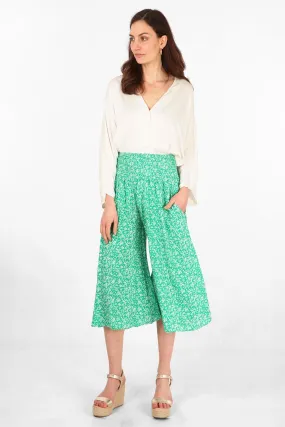 Ditsy Floral Print Wide Leg Culottes in Green