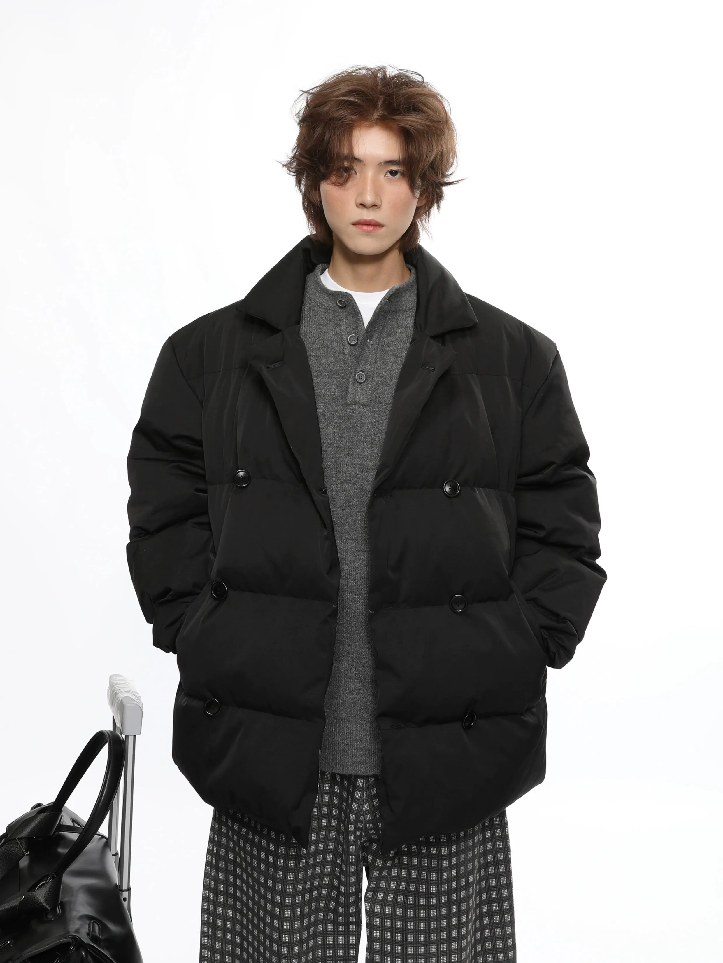 Double Breasted Oversized Quilted Puffer Jacket