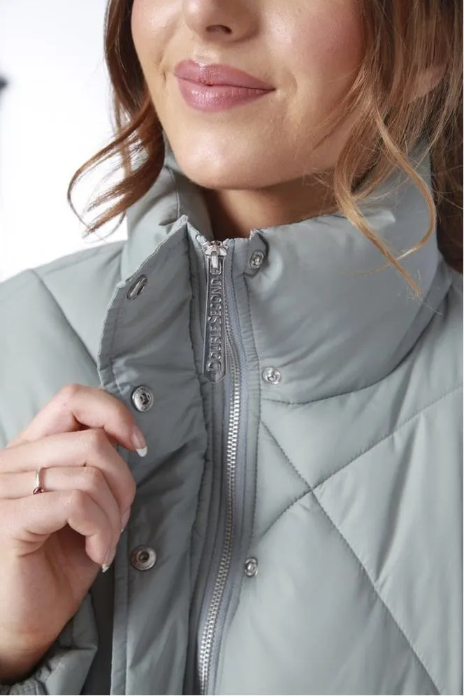 Double Second Sage Quilted Cropped Jacket