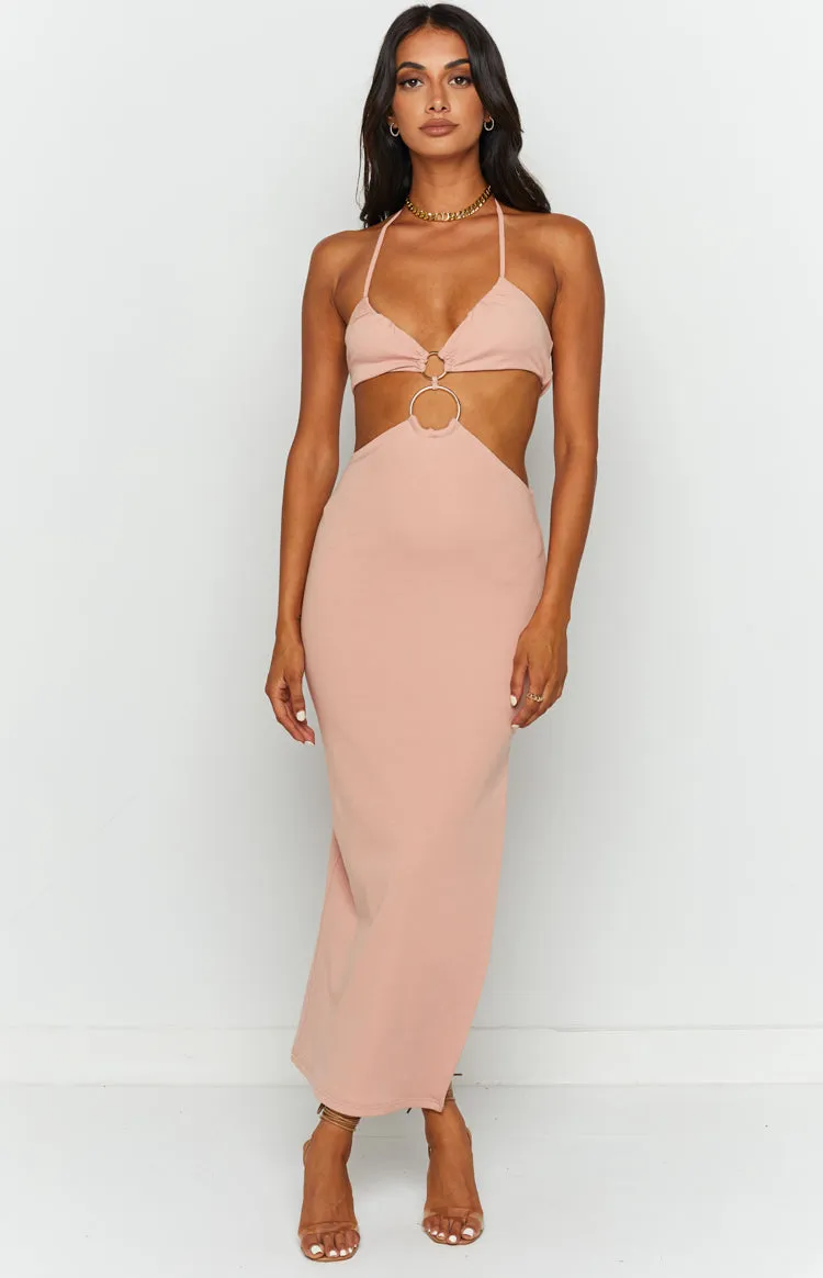 Earthling Beige Maxi Halter Dress