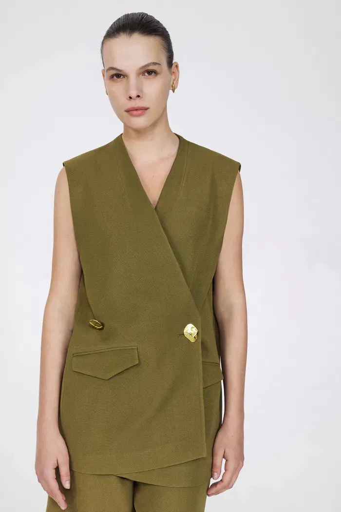 Elise Asymmetric Button Vest