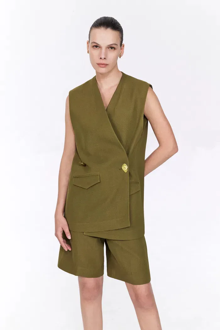 Elise Asymmetric Button Vest