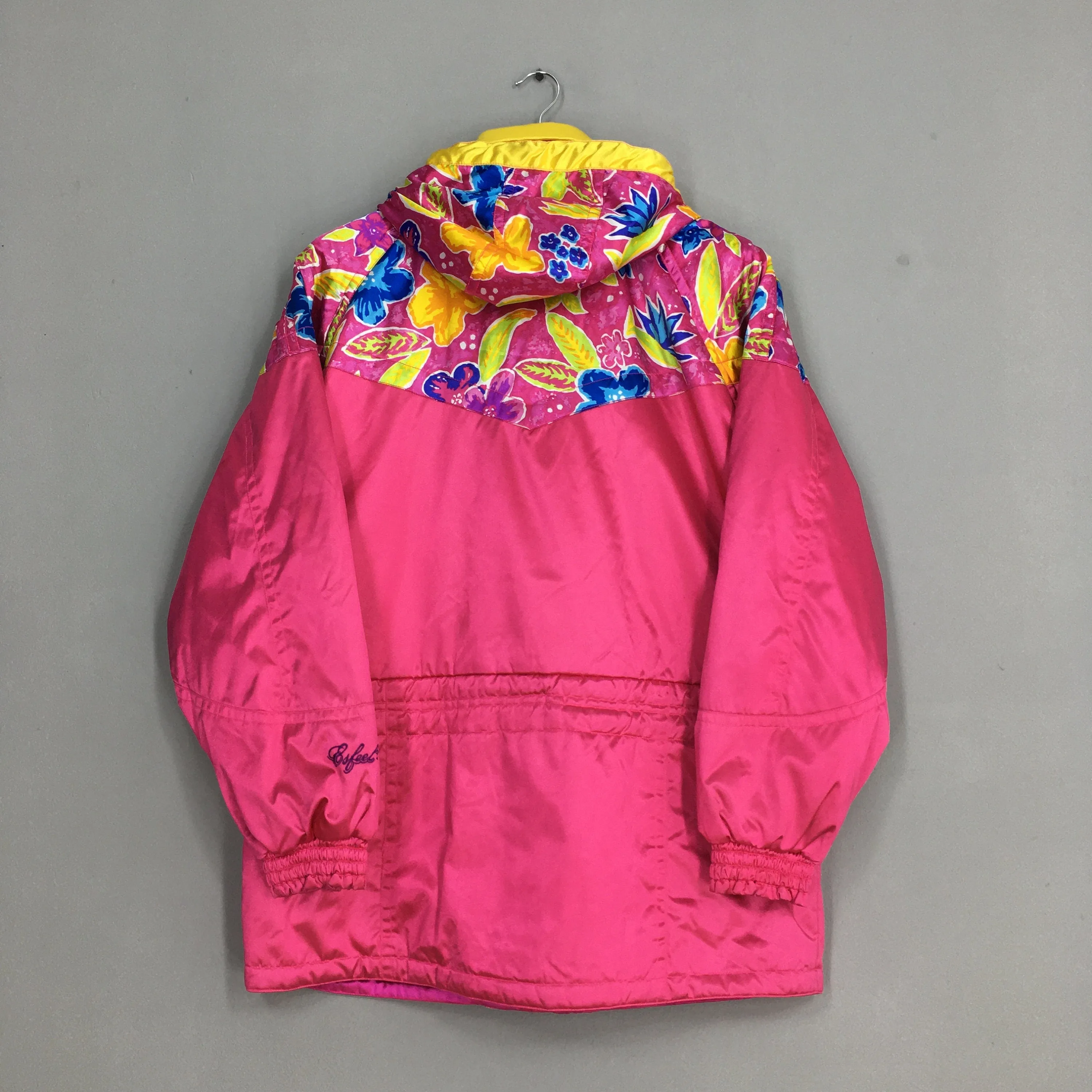 Esfeel Bomber Winter Floral Pop Art Pink Jacket Large