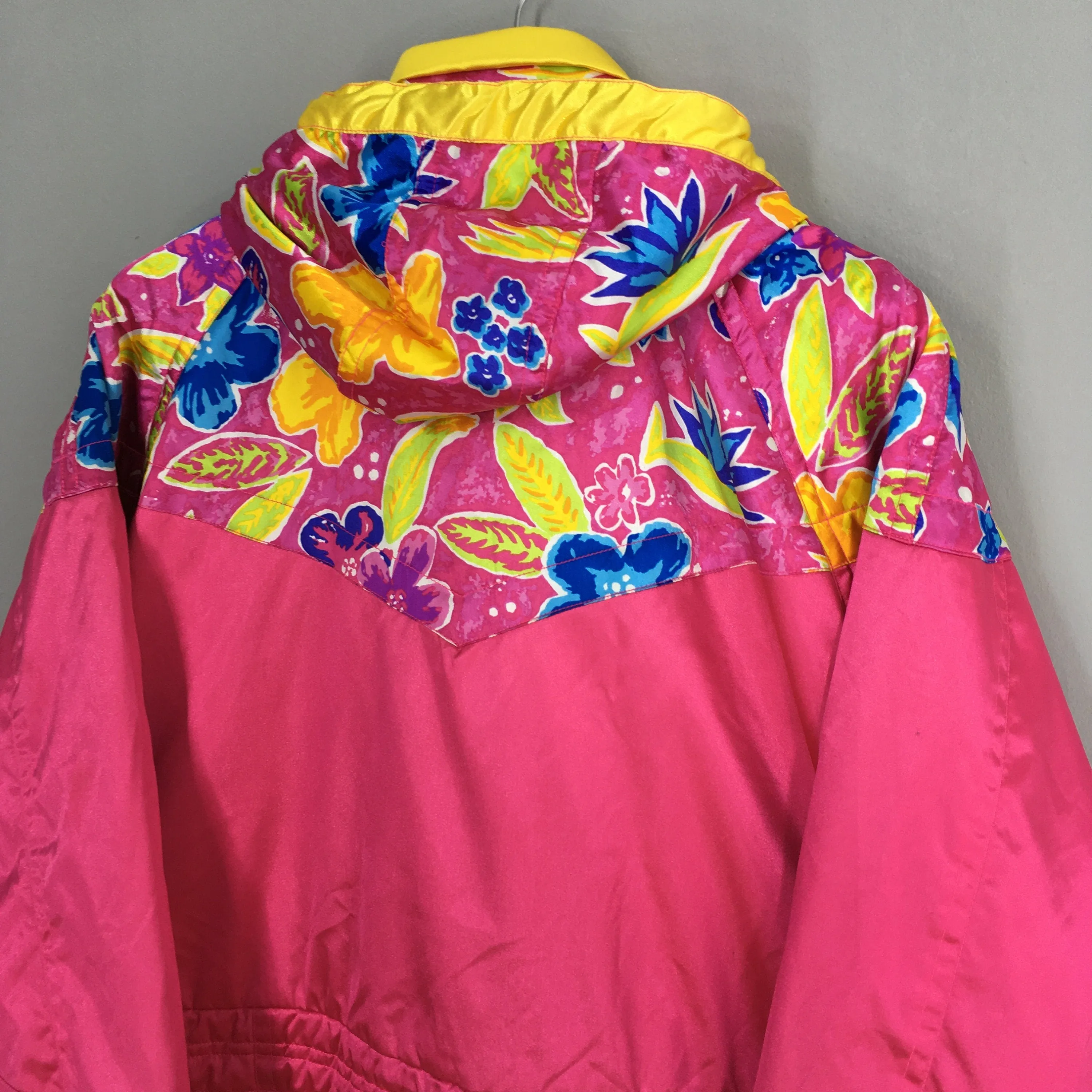 Esfeel Bomber Winter Floral Pop Art Pink Jacket Large