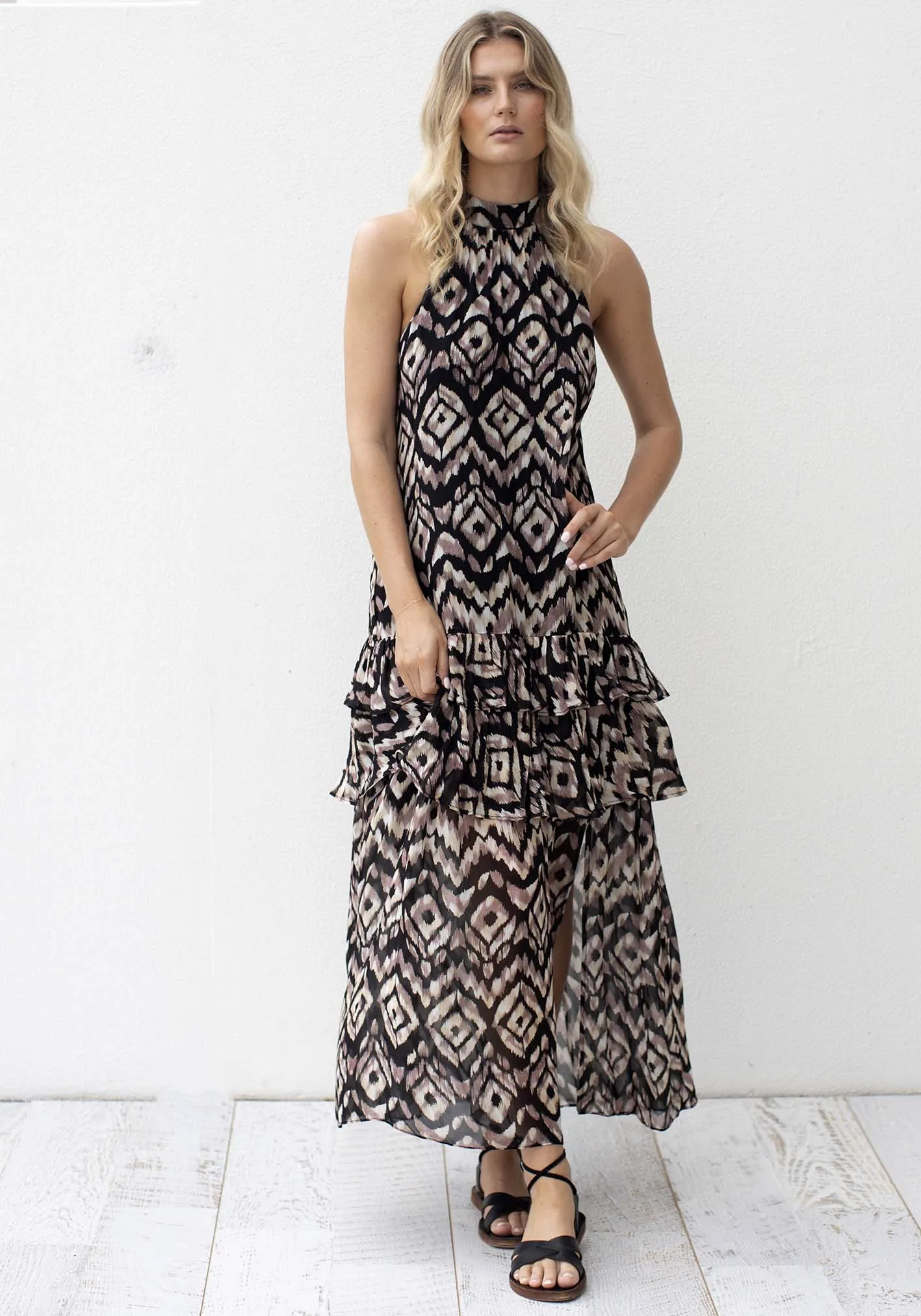 Expedition Tribal Halter Maxi Dress