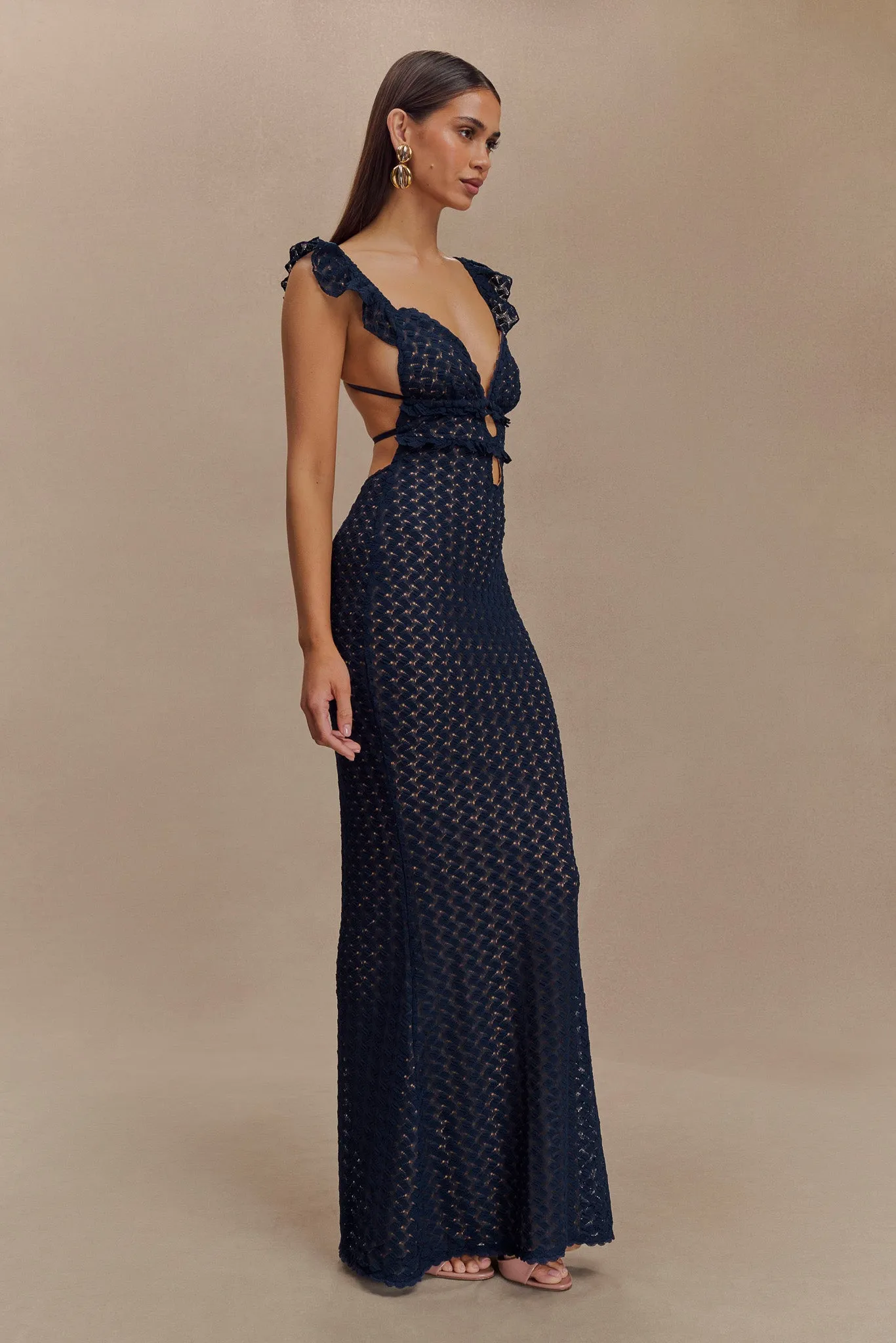 Ezra Lace Maxi Dress - Navy