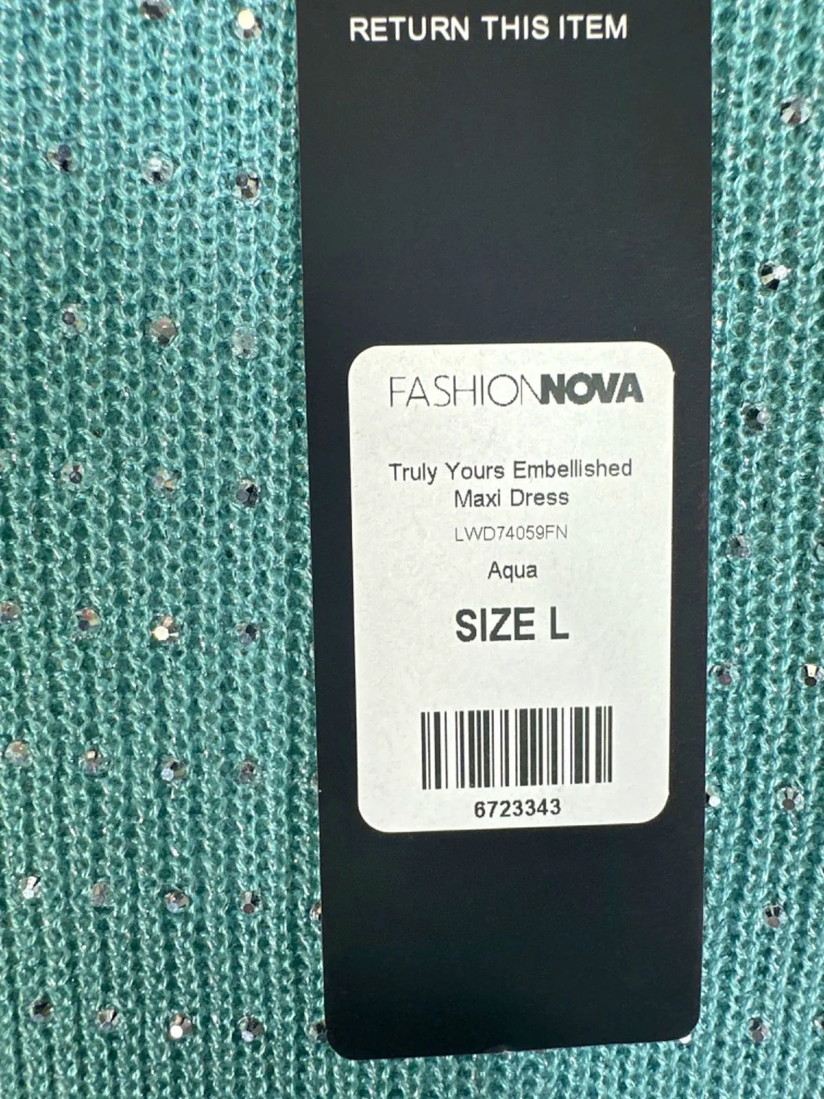 Fashion Nova Aqua Truly Yours Embellished Maxi Dress UK L