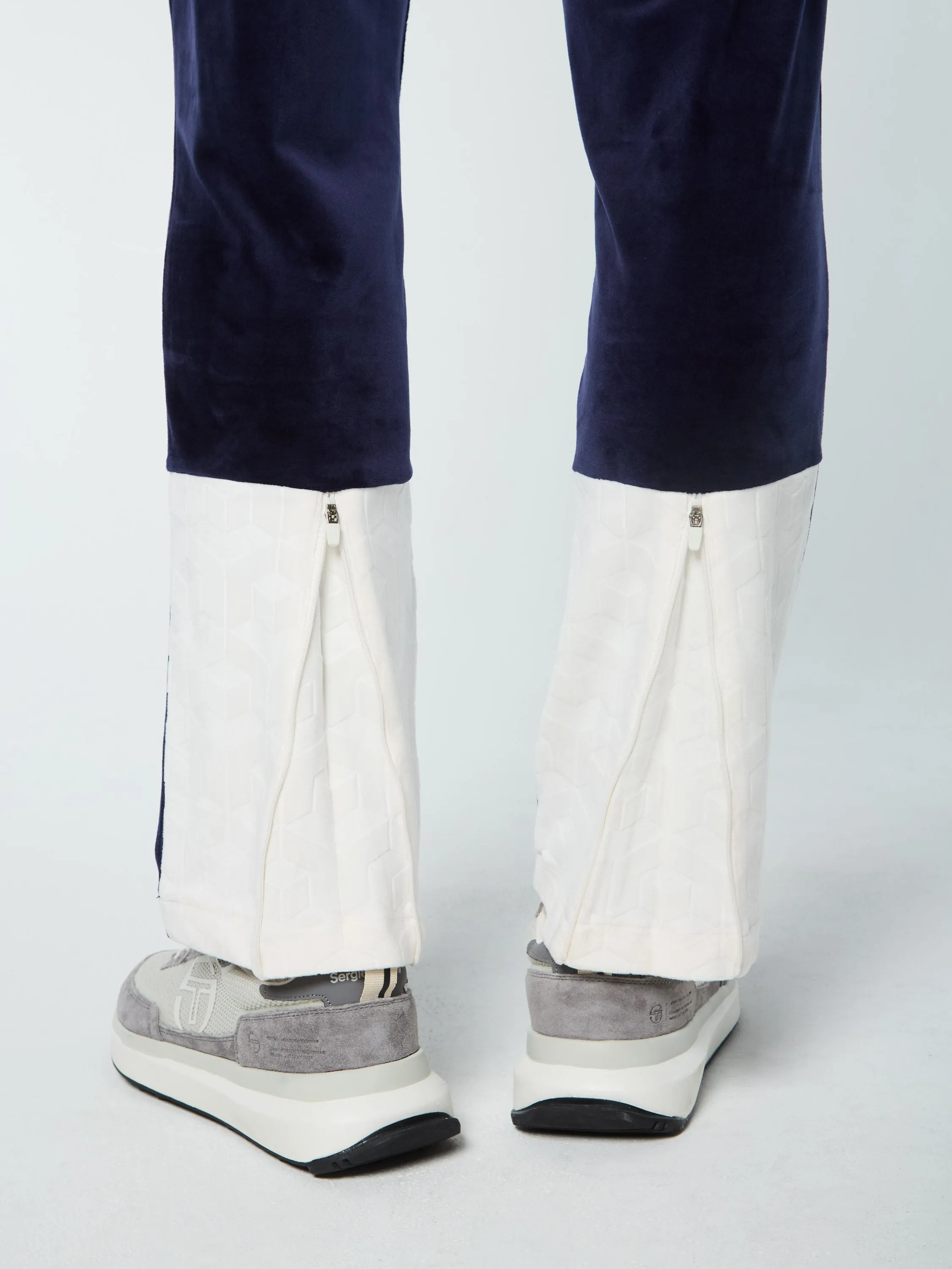 Foggia Velour Debossed Track Pant- Maritime Blue