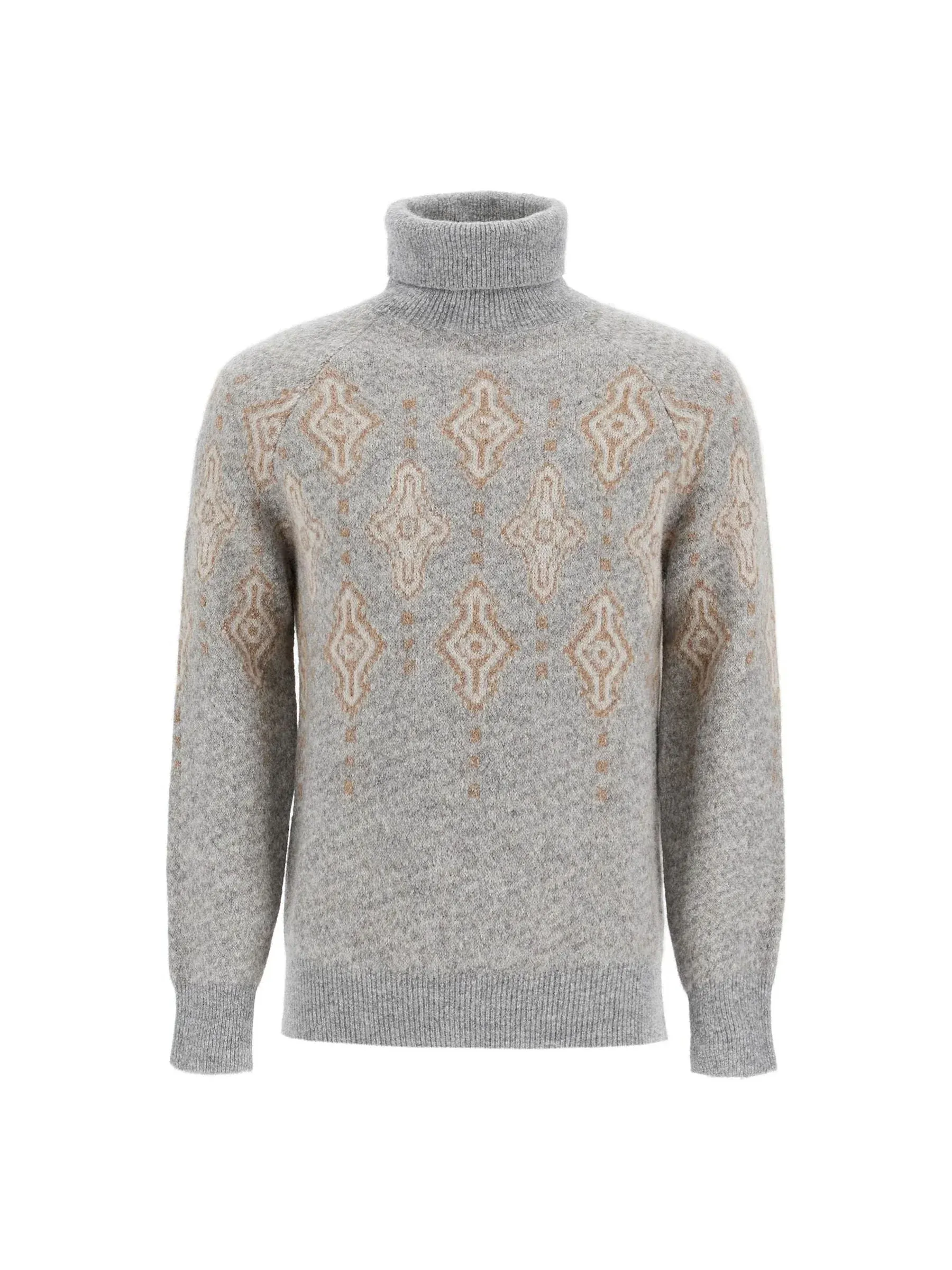 Geometric Jacquard Turtleneck Sweater