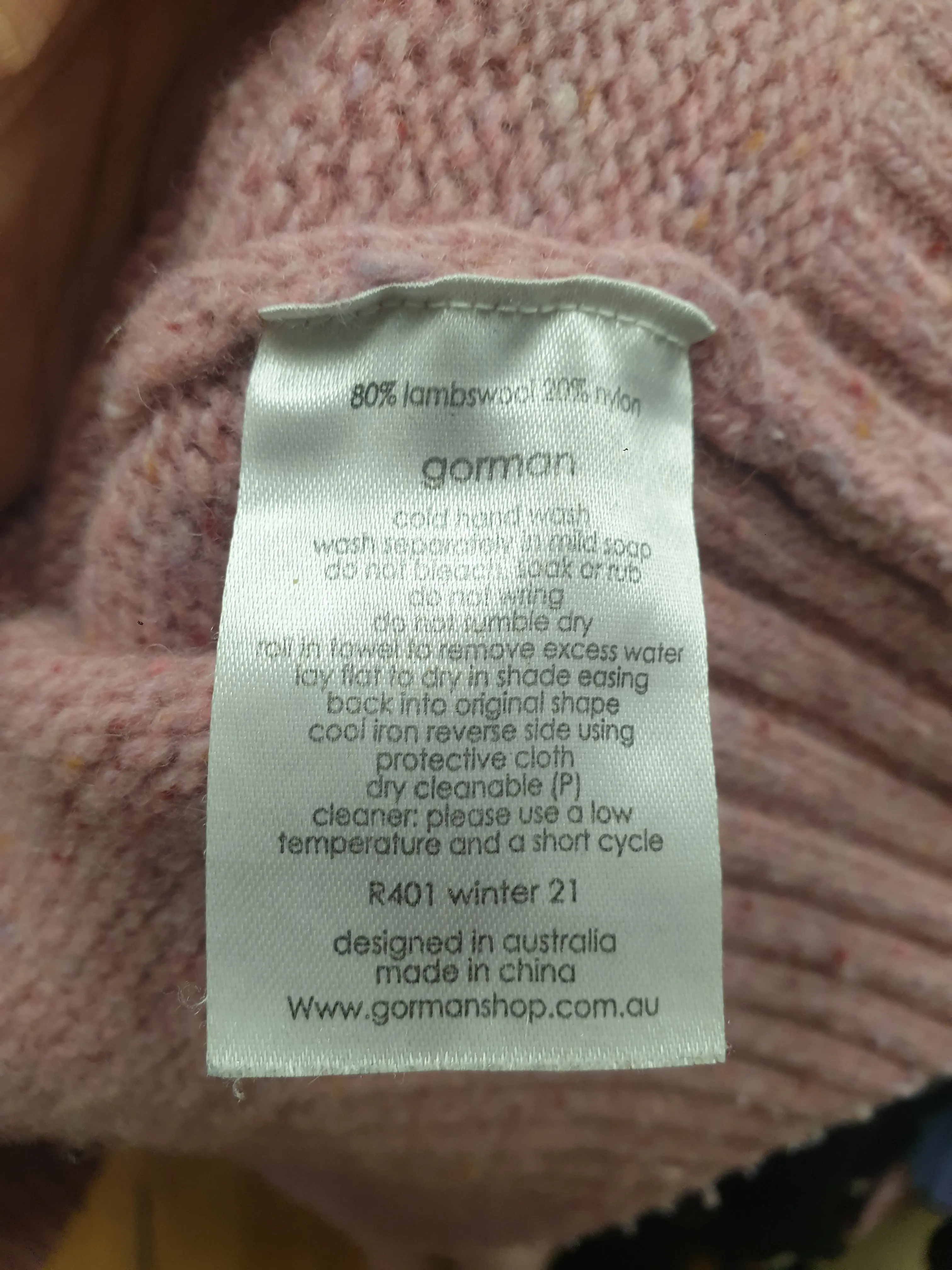 Gorman pink majority lambswool cropped jumper size S (note: pilling)