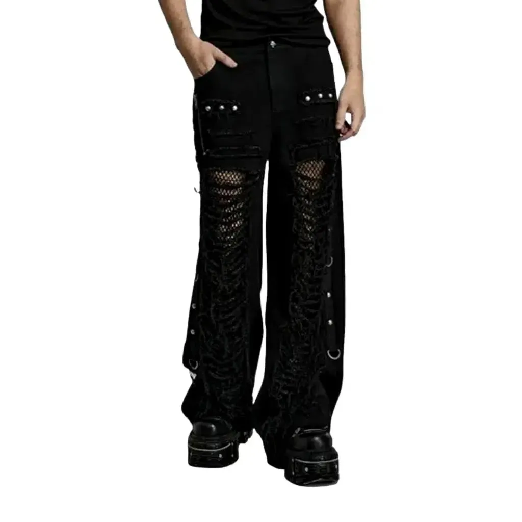 Gothic men's wide-leg jeans