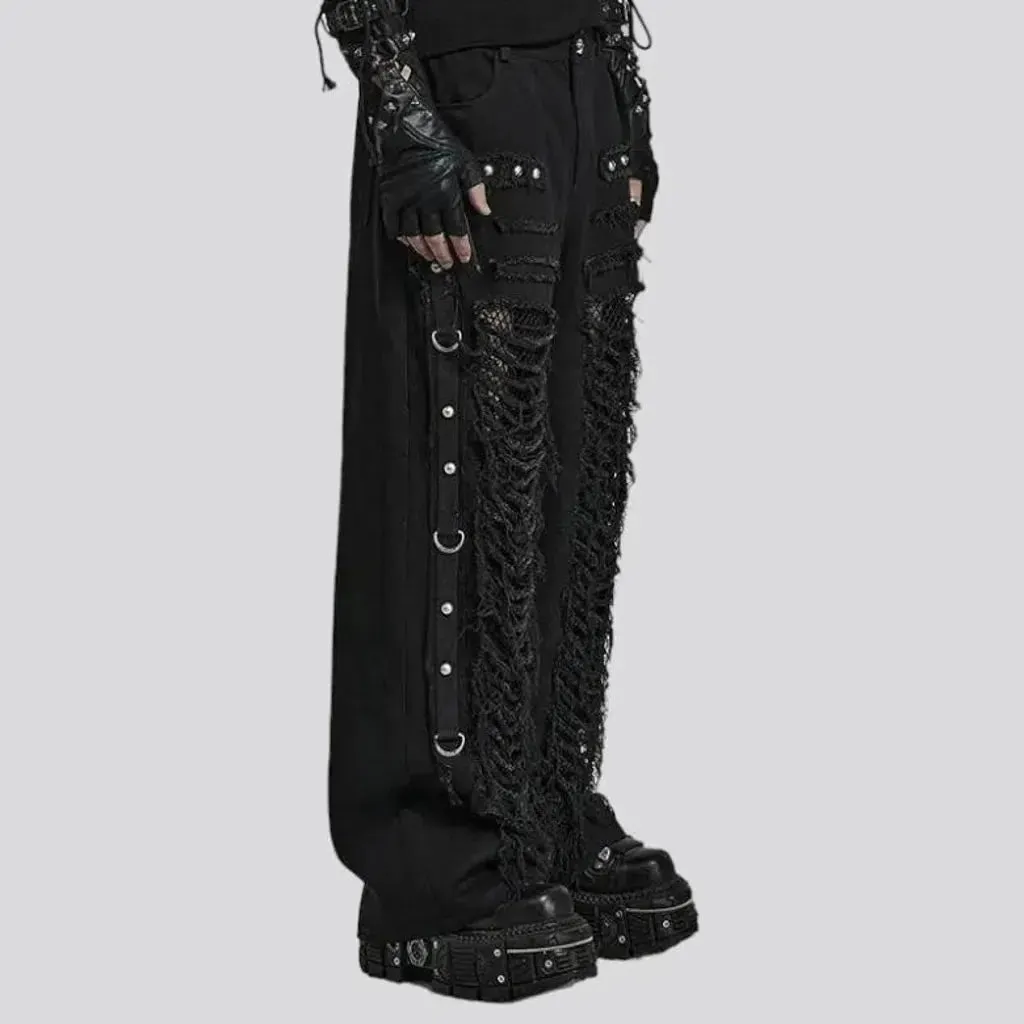 Gothic men's wide-leg jeans