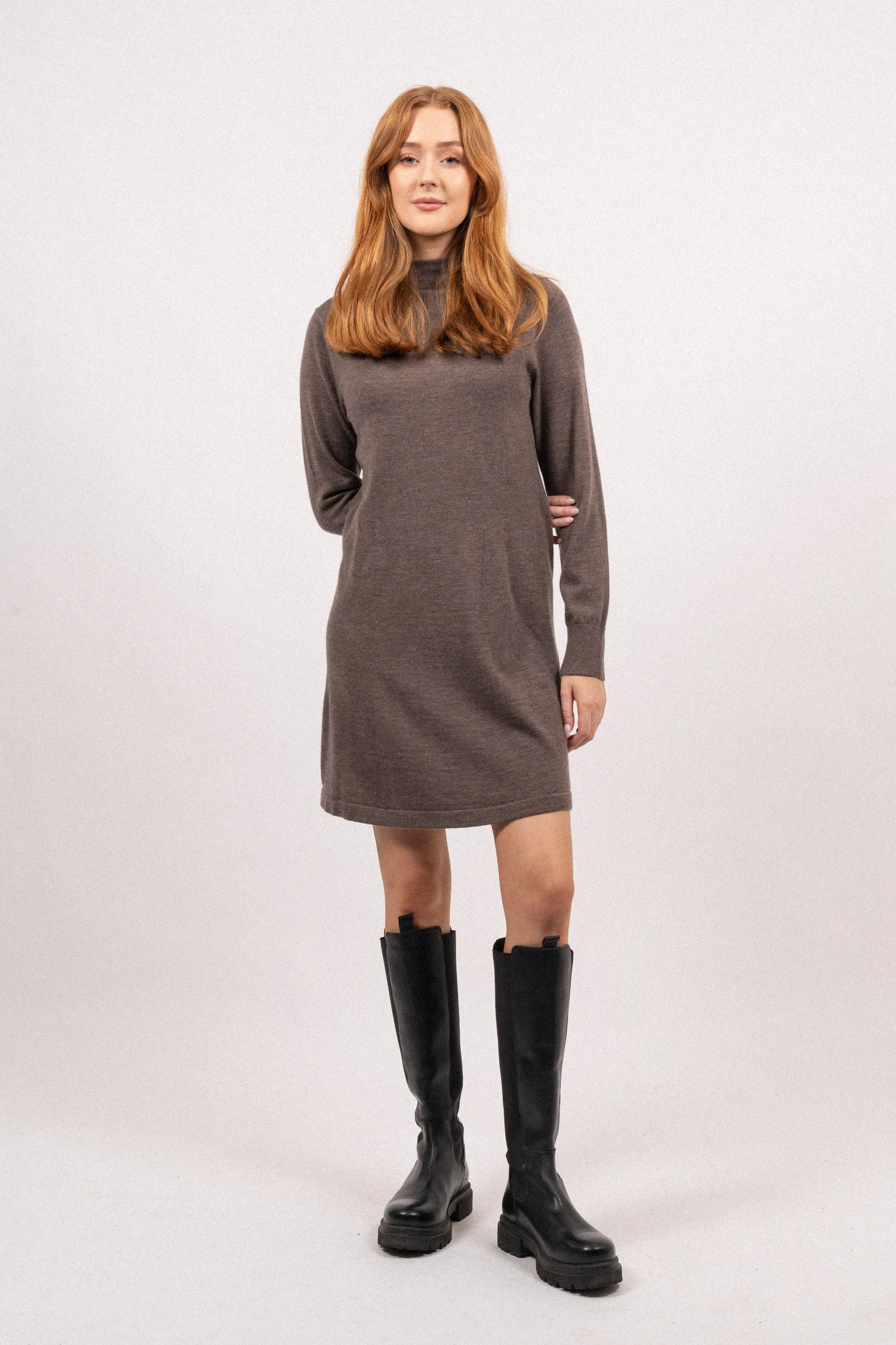 Hanni LS Knit Dress - Brownie Melange