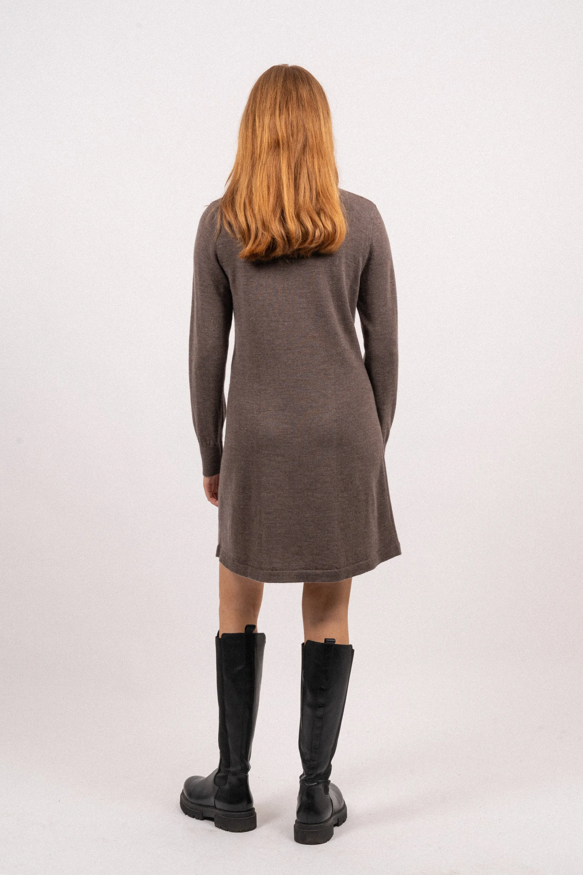 Hanni LS Knit Dress - Brownie Melange