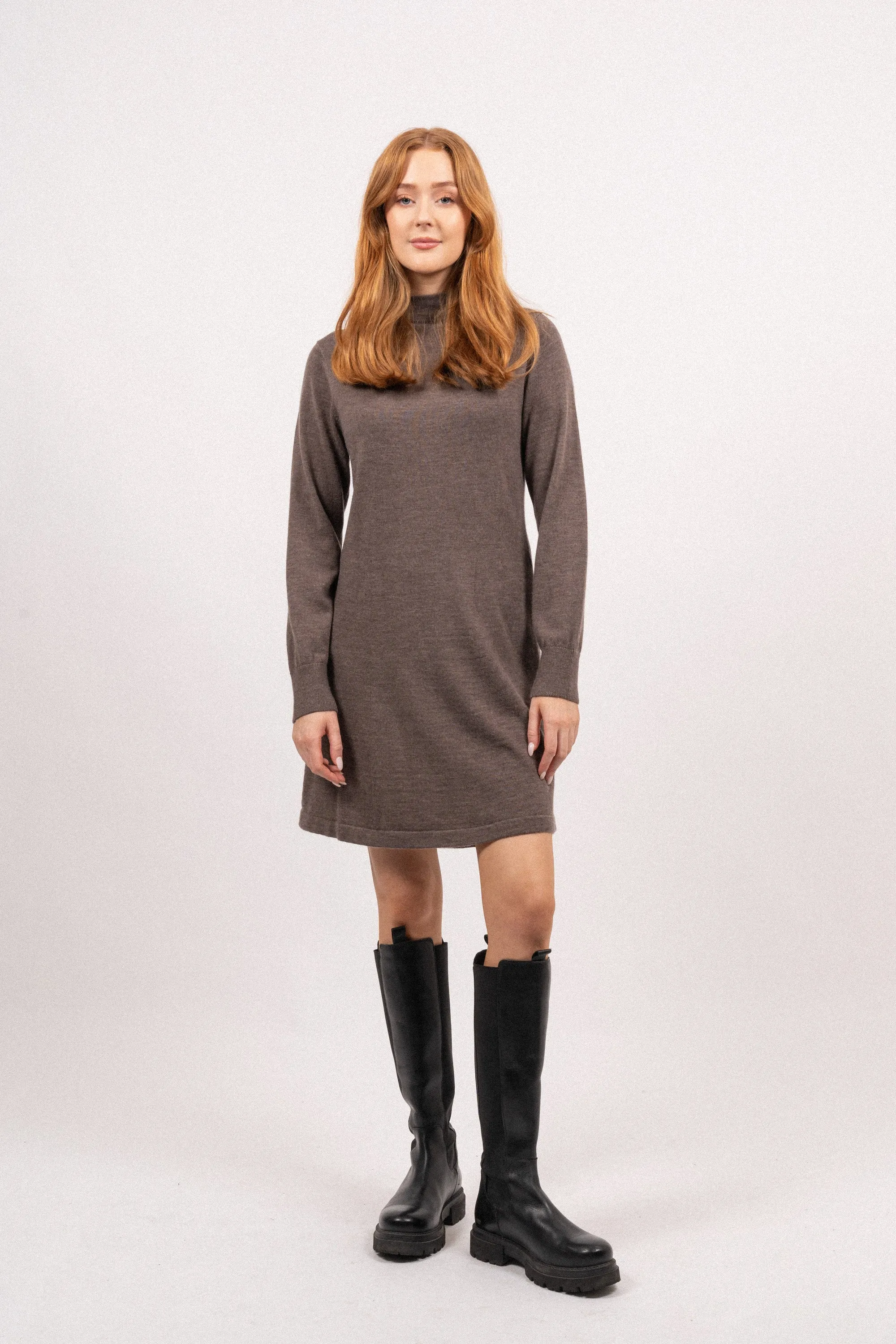 Hanni LS Knit Dress - Brownie Melange