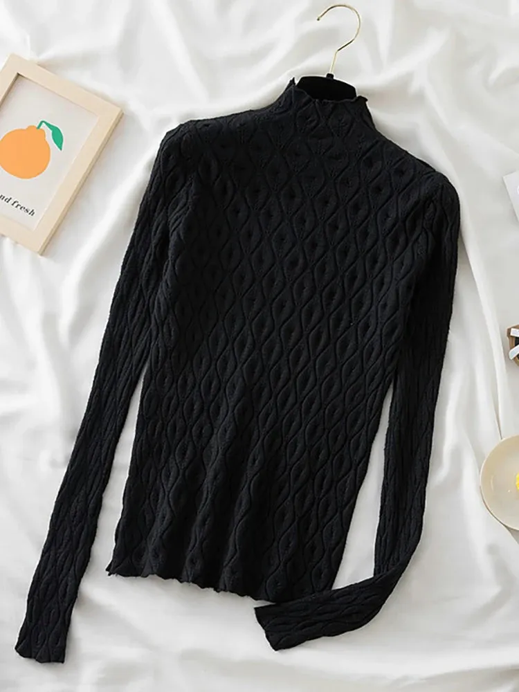 High neck  Knitted Sweater Jumper