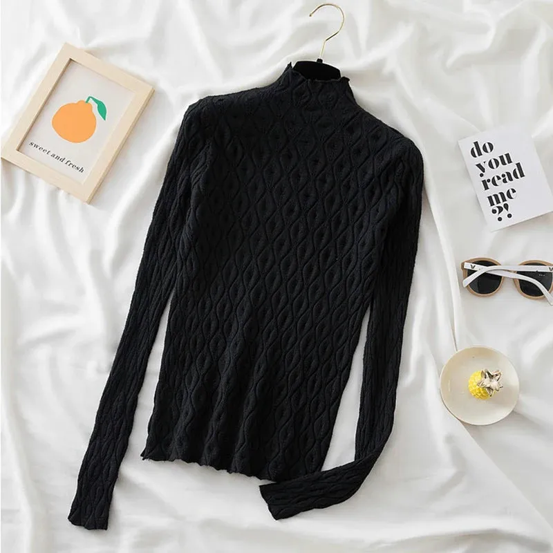 High neck  Knitted Sweater Jumper